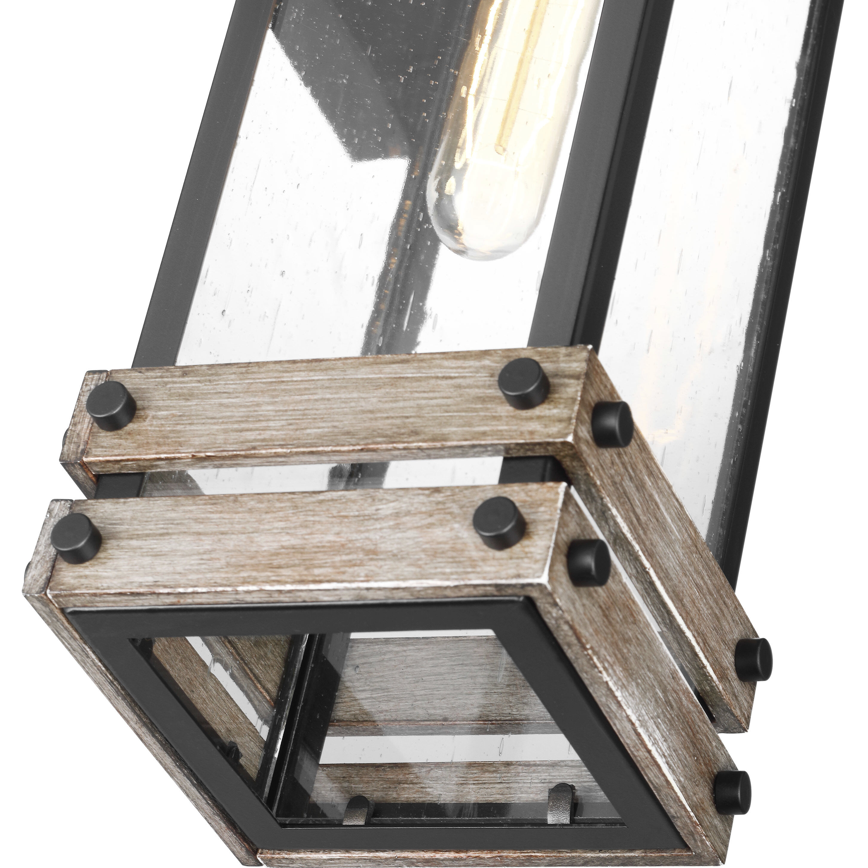 Homestead 1 Light 16 inch Black/Wood Outdoor Wall Sconce