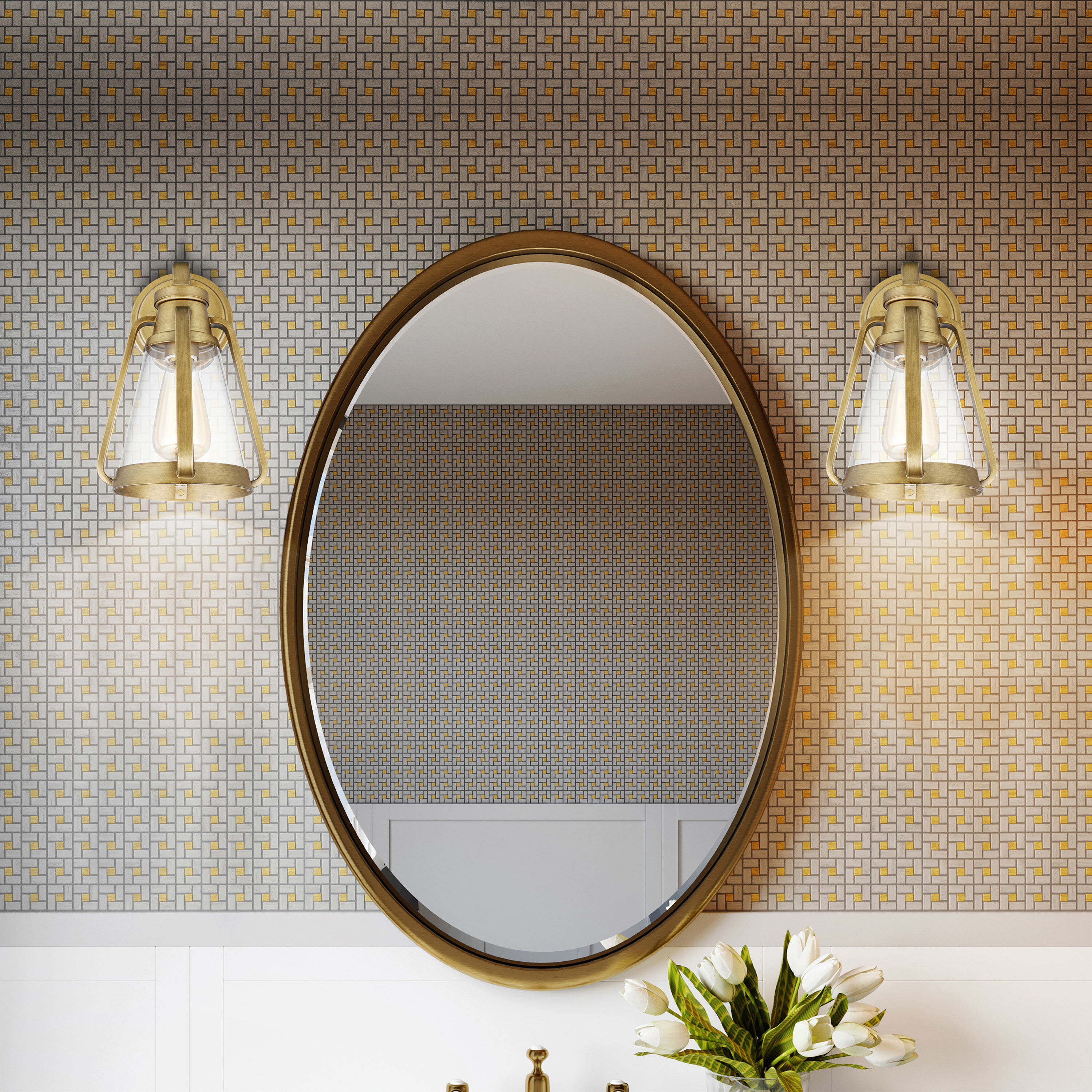 Everett 1 Light 7.13 inch Natural Brass Bathroom Vanity Lights Wall Light