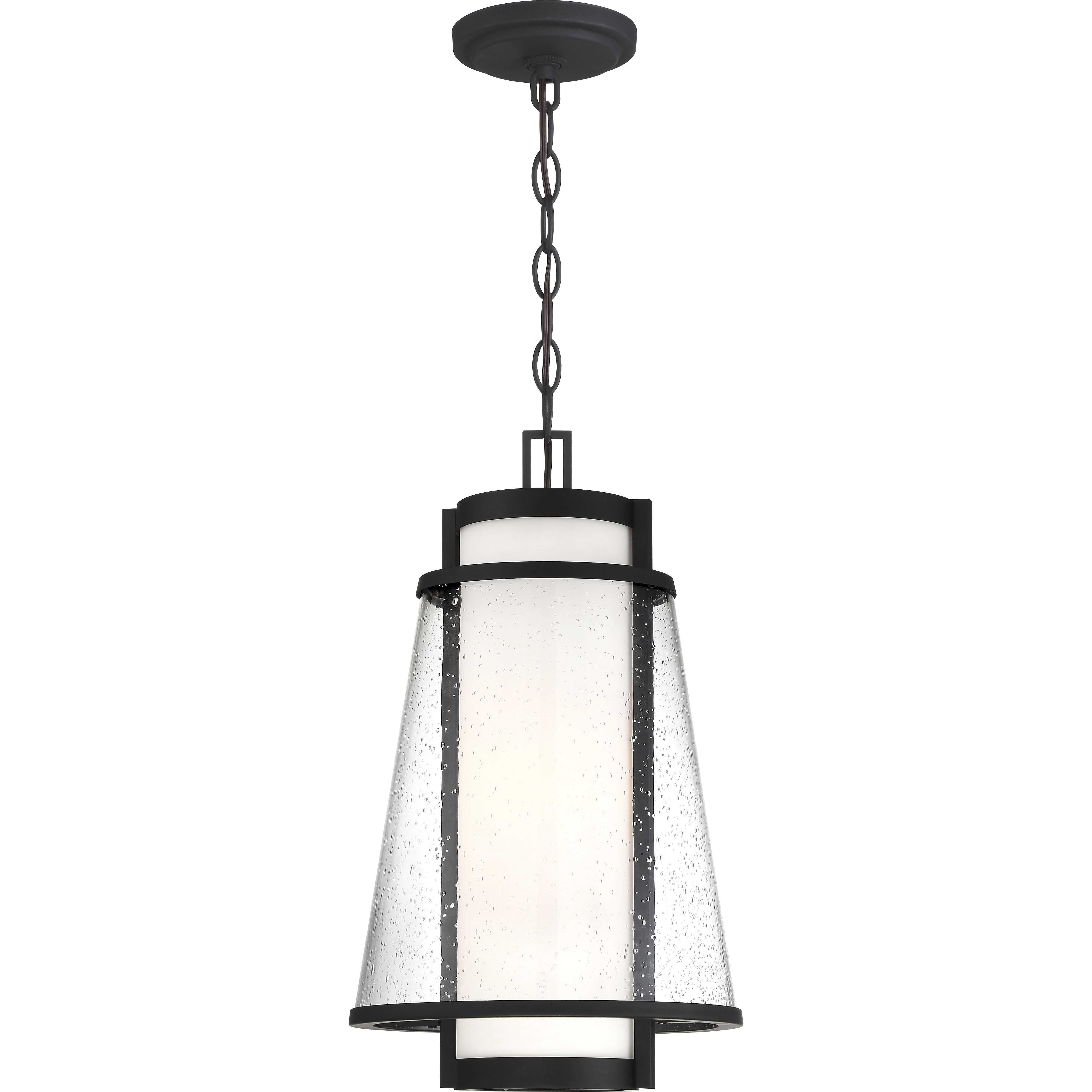 Anau 1 Light 10.5 inch Matte Black and Glass Outdoor Hanging Lantern