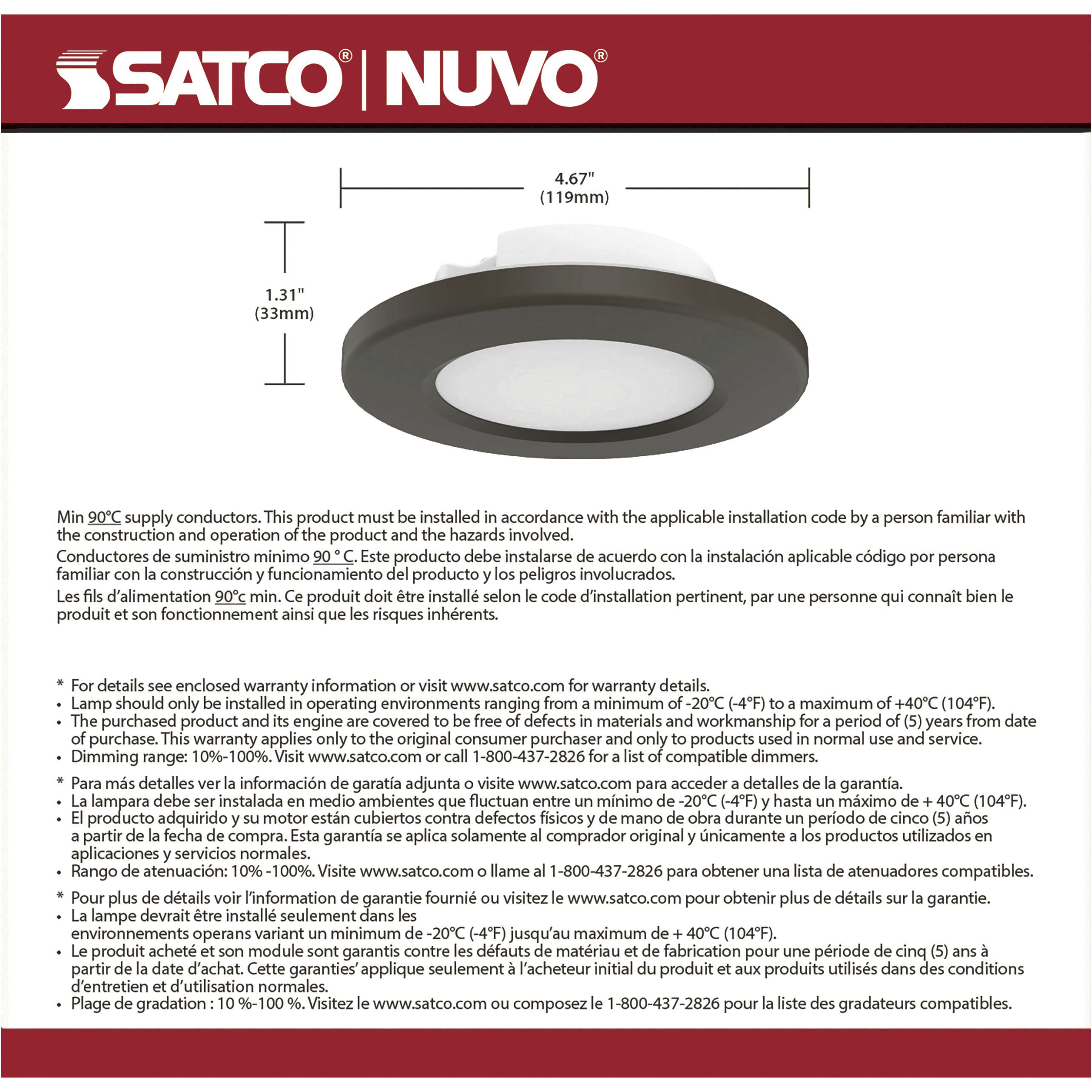 ColorQuick LED 5 inch Bronze Close-to-Ceiling Ceiling Light, Edge Lit