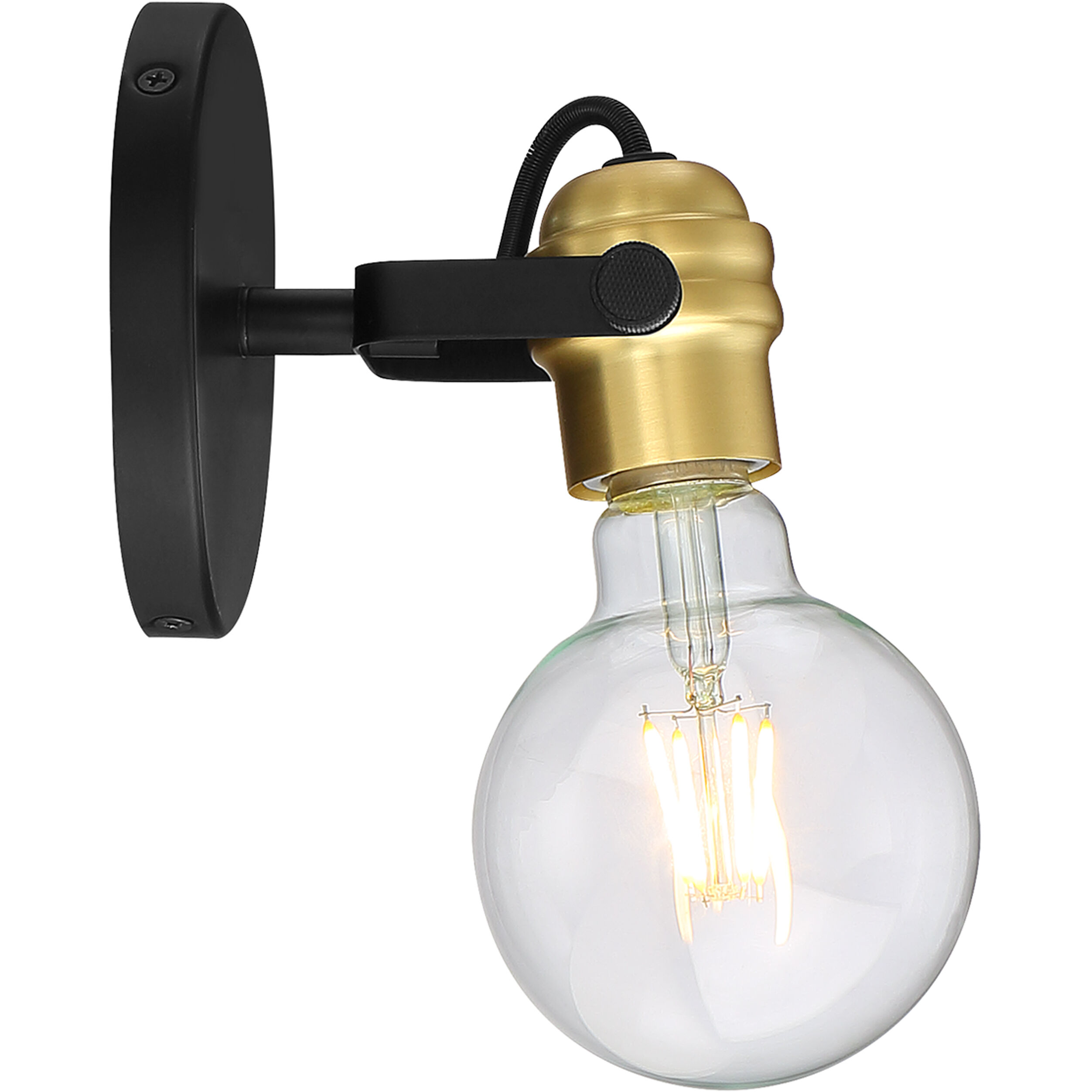 Mantra 1 Light 4.75 inch Black and Brass Accents Vanity Light Wall Light