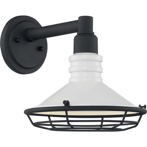 Blue Harbor 1 Light 10 inch Gloss White and Textured Black Outdoor Wall Fixture