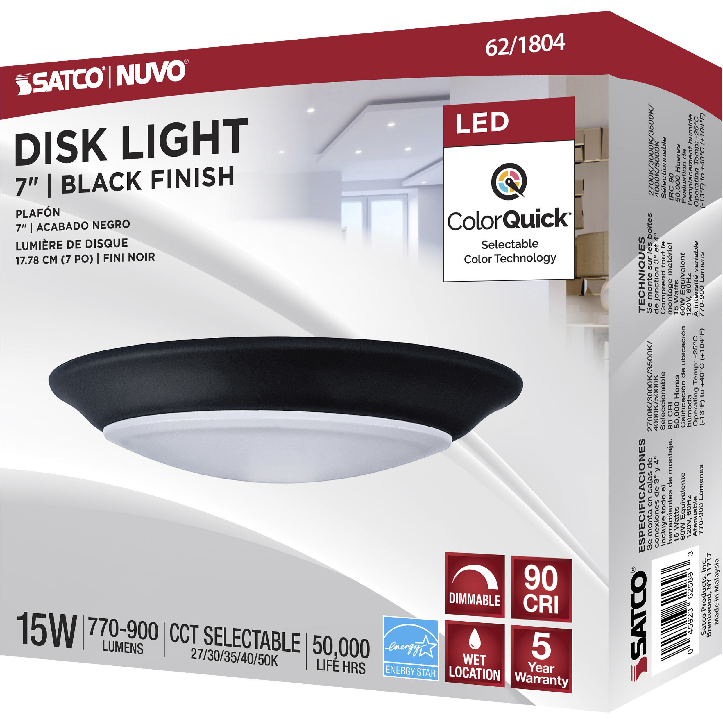 Brentwood Integrated LED Black LED Disk