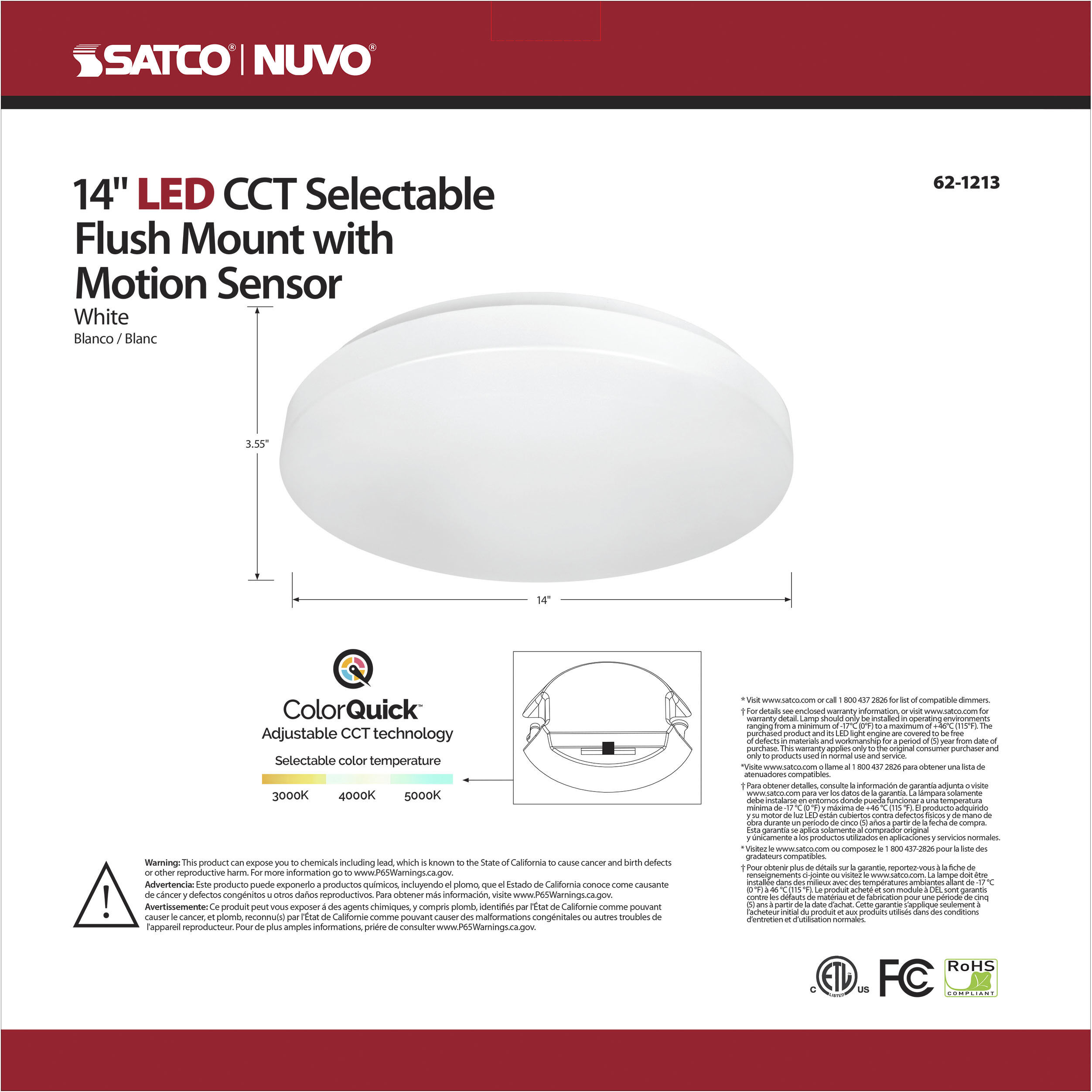 Cloud LED 14 inch White Flush Mount Ceiling Light