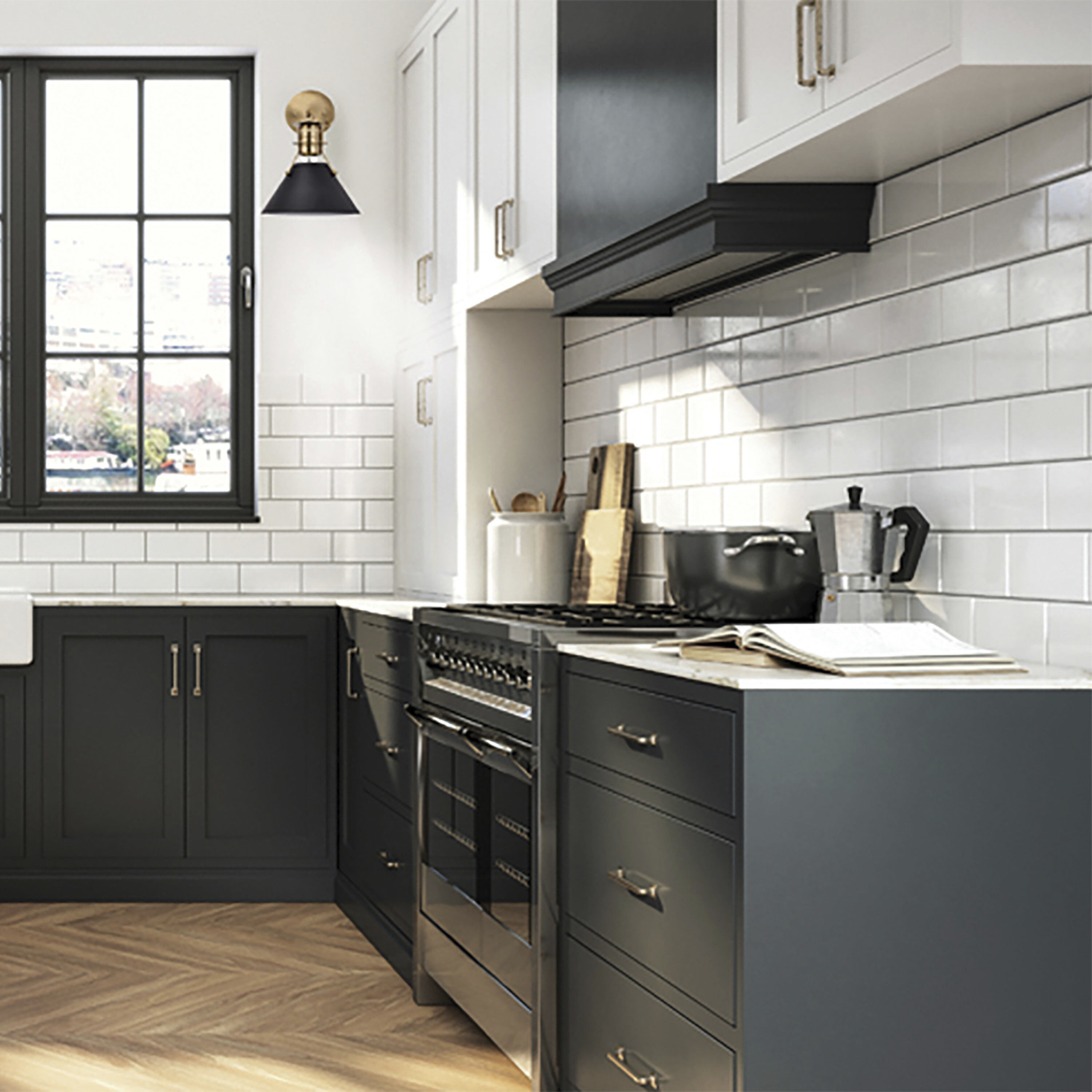 Outpost 1 Light 7 inch Matte Black/Burnished Brass Bathroom Vanity Lights Wall Light