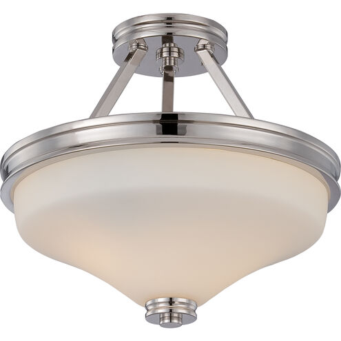 Cody LED 13 inch Polished Nickel and Satin White Semi Flush Mount Ceiling Light