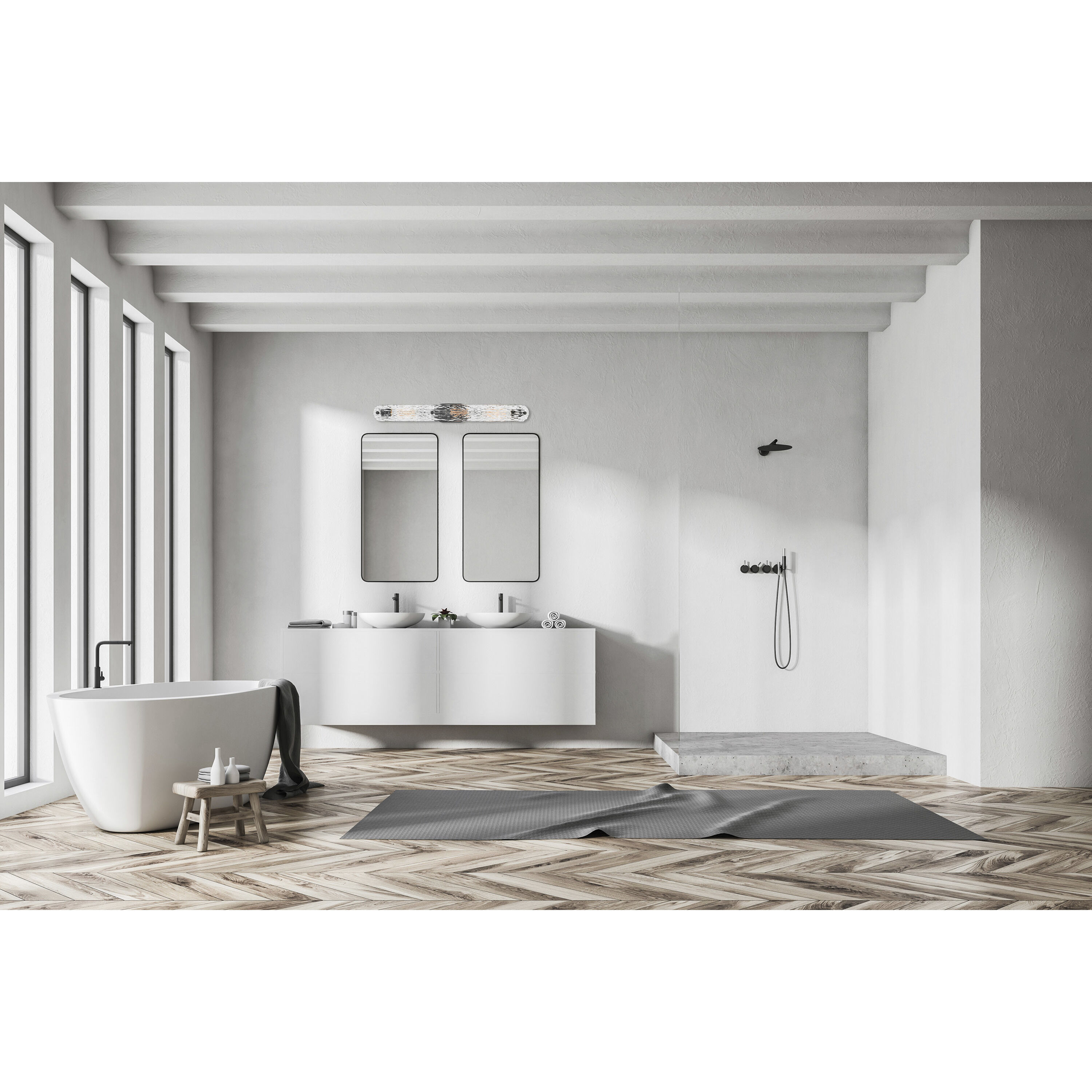 Glacier 3 Light 34 inch Matte Black Bathroom Vanity Light Wall Light