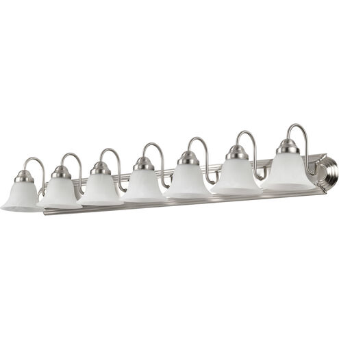 7-Light Brushed Nickel Vanity Light with Alabaster Glass Bell Shade 7-Light Brushed Nickel Vanity Light with Alabaster Glass Bell Shade