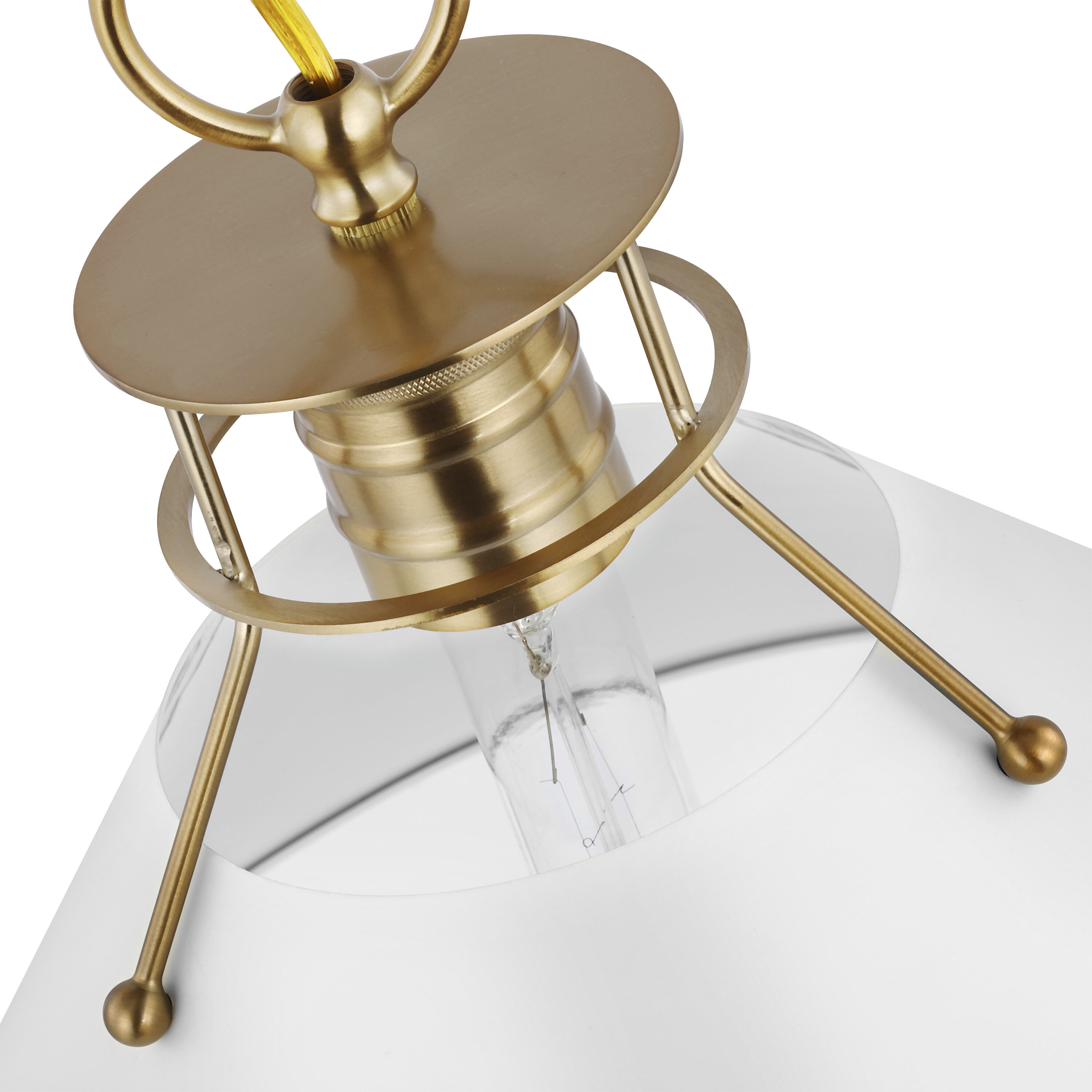Outpost 1 Light 9.5 inch Matte White/Burnished Brass Pendant Ceiling Light
