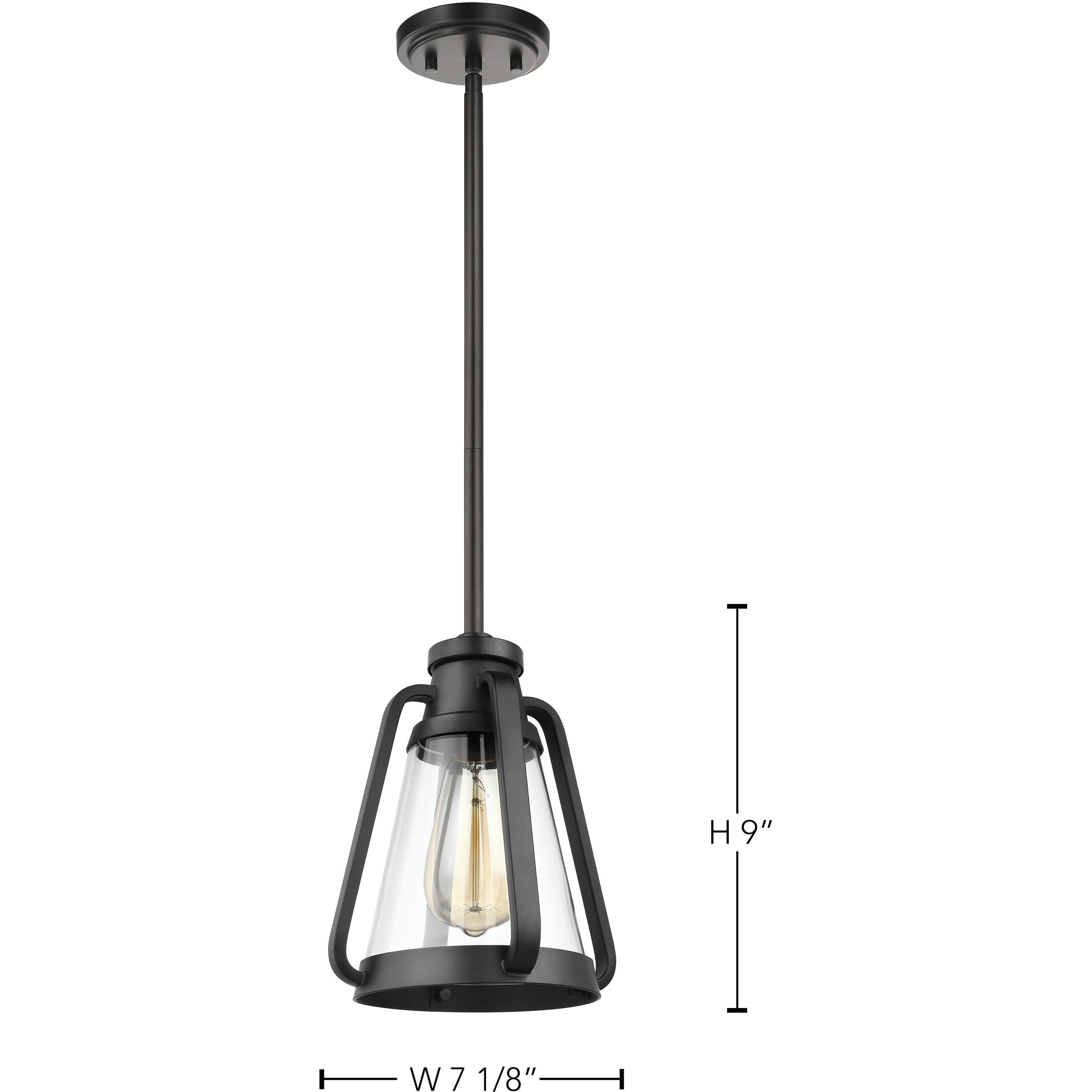 Everett 1 Light 7.13 inch Matte Black Mini-Pendant Ceiling Light