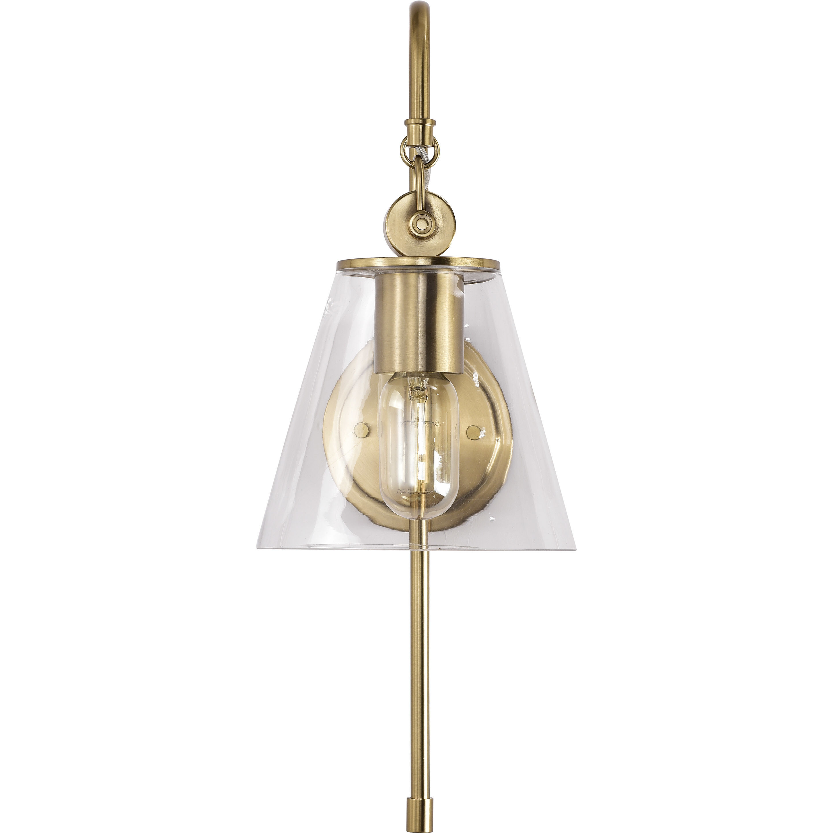Dover 1 Light 7 inch Vintage Brass Bathroom Vanity Lights Wall Light