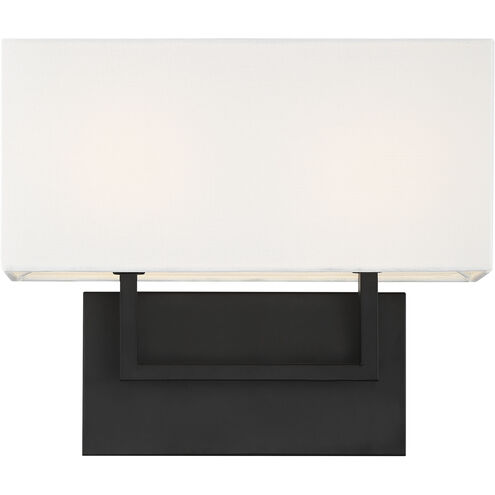 Tribeca 2 Light 14 inch Aged Bronze and White Fabric Vanity Light Wall Light