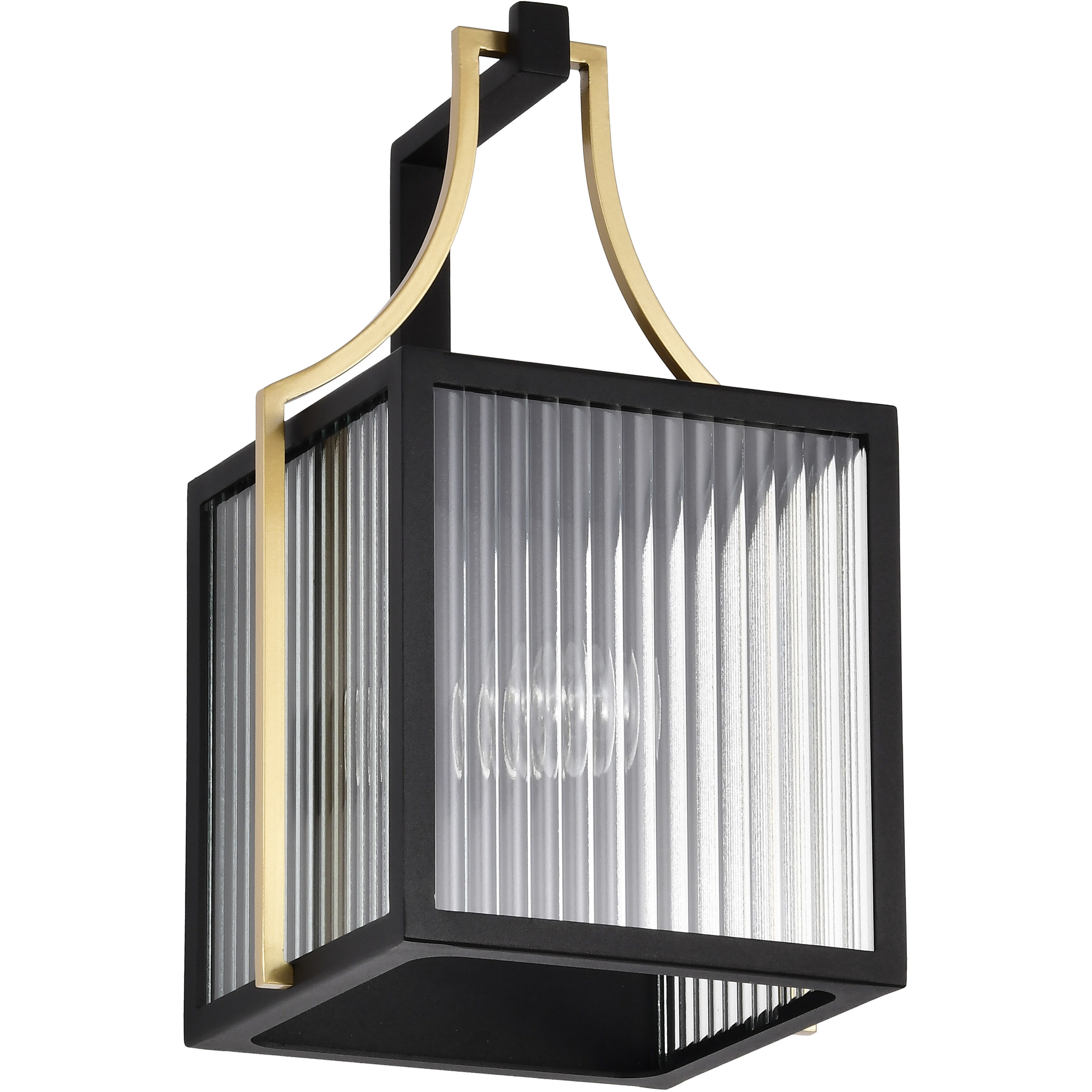 Holden 14.5 inch Black and Gold Outdoor Wall Light