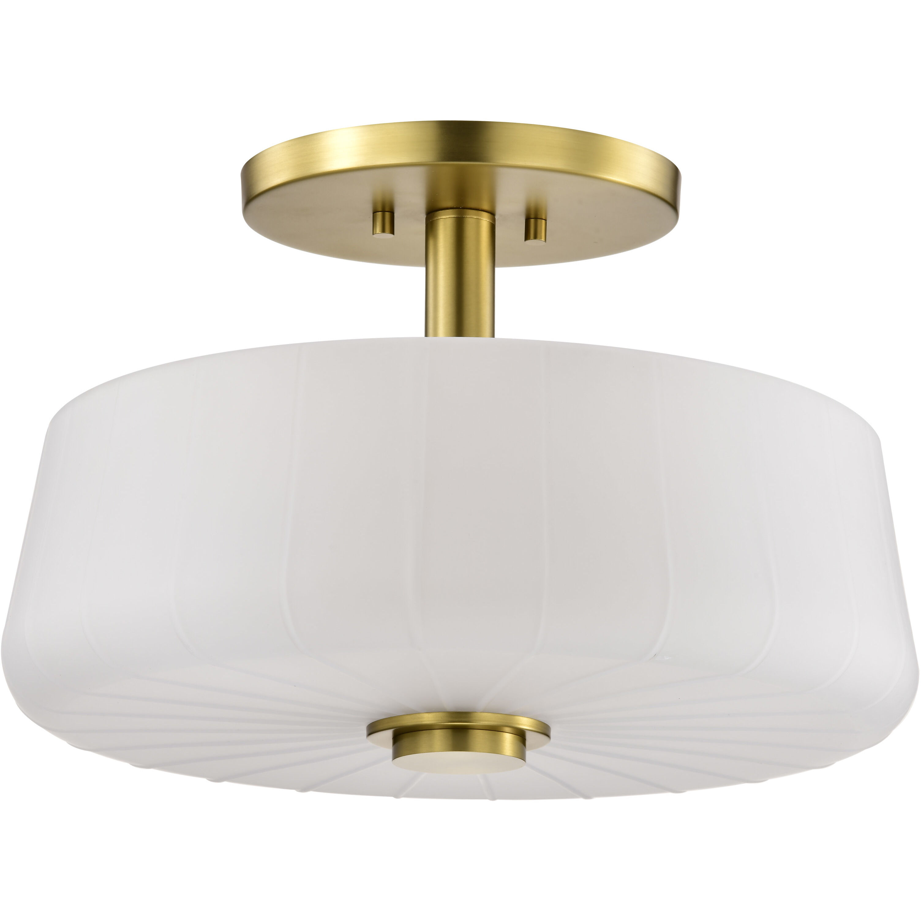Lune 16 inch Vintage Brass Semi Flush Mount Ceiling Light