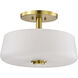 Lune 16 inch Vintage Brass Semi Flush Mount Ceiling Light