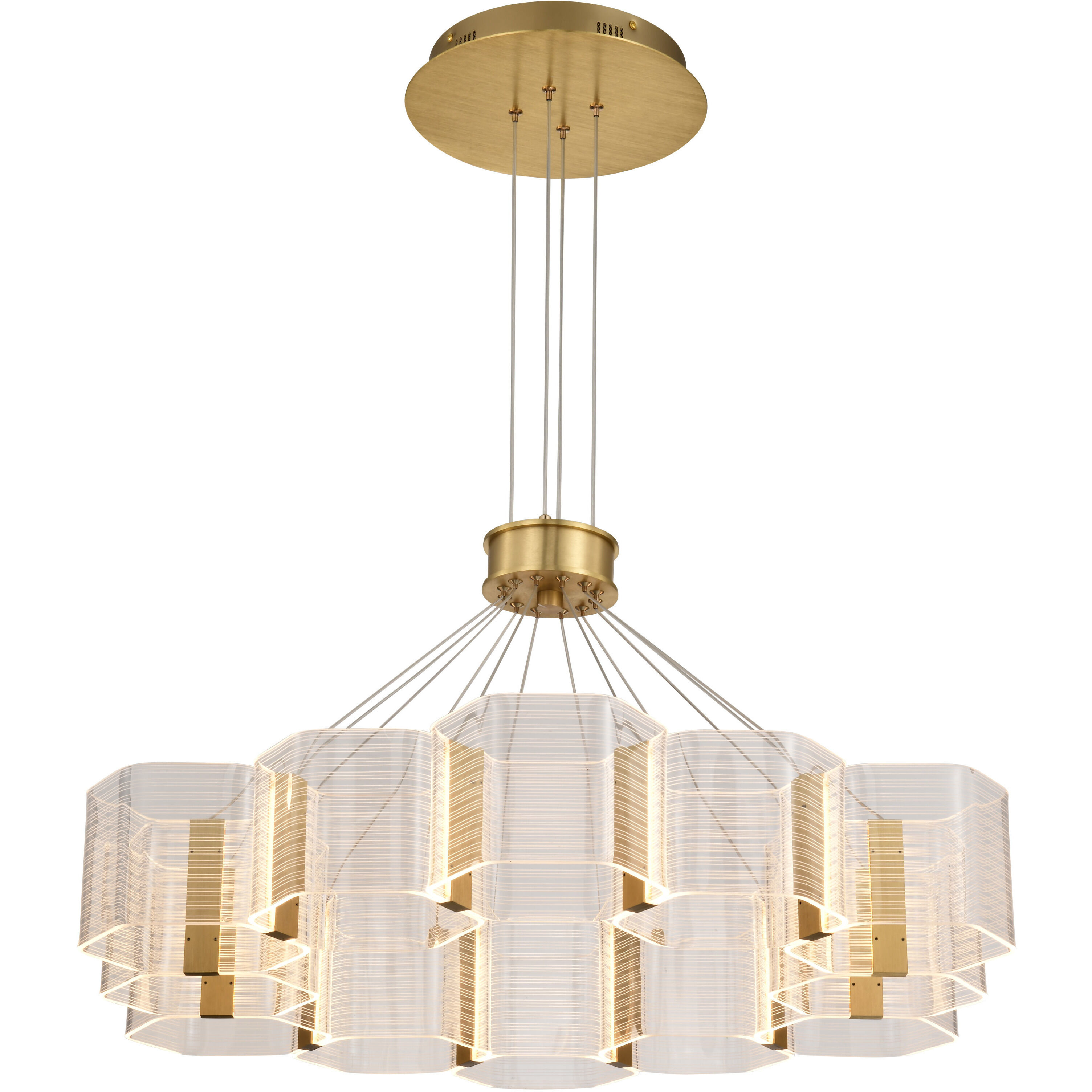 Kenzo LED 34.25 inch Polished Anodized Bronze Chandelier Ceiling Light