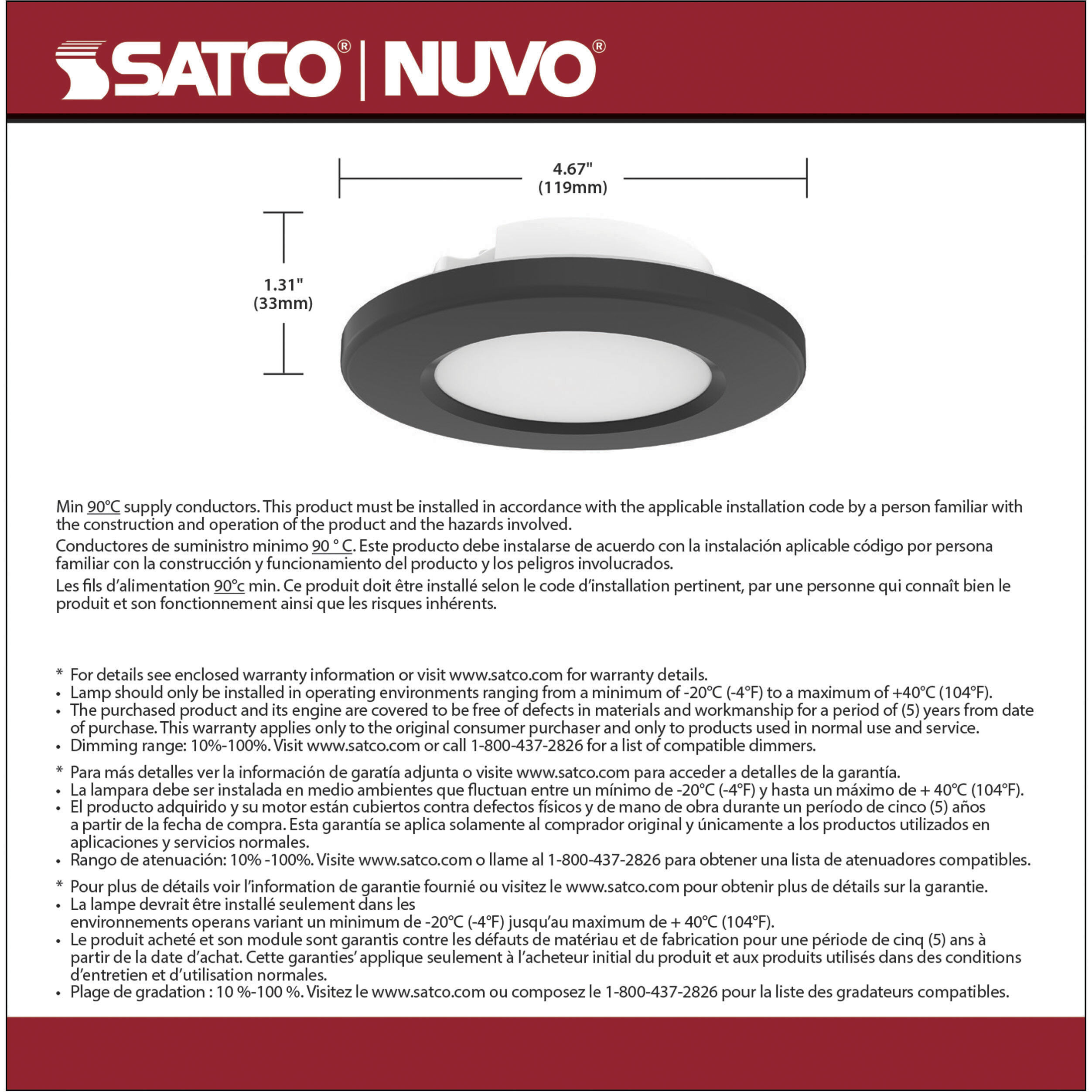 ColorQuick LED 5 inch Black Close-to-Ceiling Ceiling Light, Edge Lit