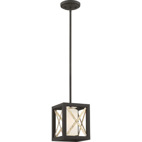 Boxer 1 Light 7 inch Matte Black and Antique Silver Accents Mini Pendant Ceiling Light