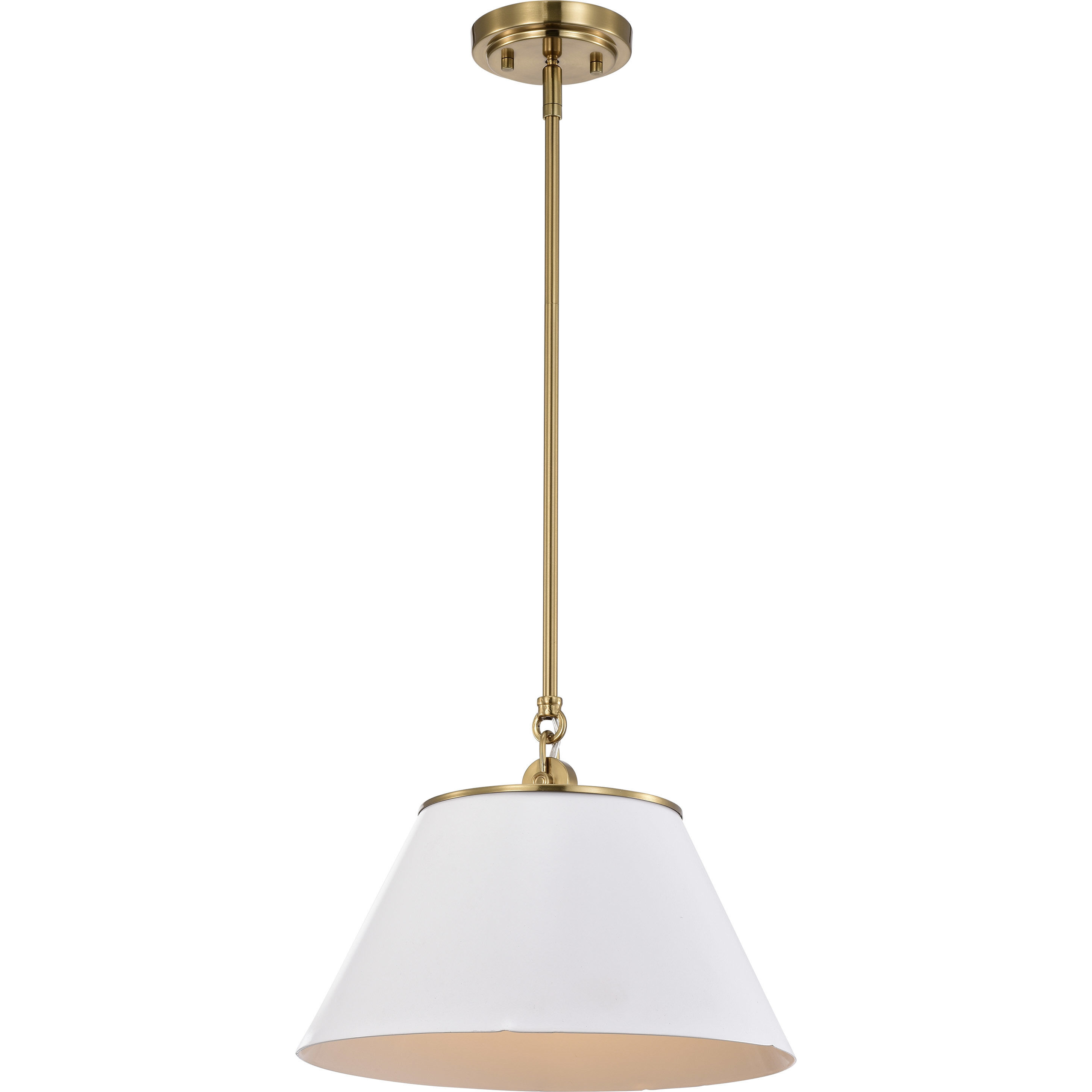 Dover 1 Light 13.75 inch White/Vintage Brass Pendant Ceiling Light