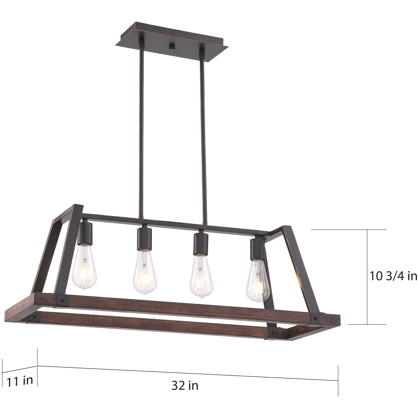 Outrigger 4 Light 11 inch Mahogany Bronze and Nutmeg Wood Pendant Ceiling Light