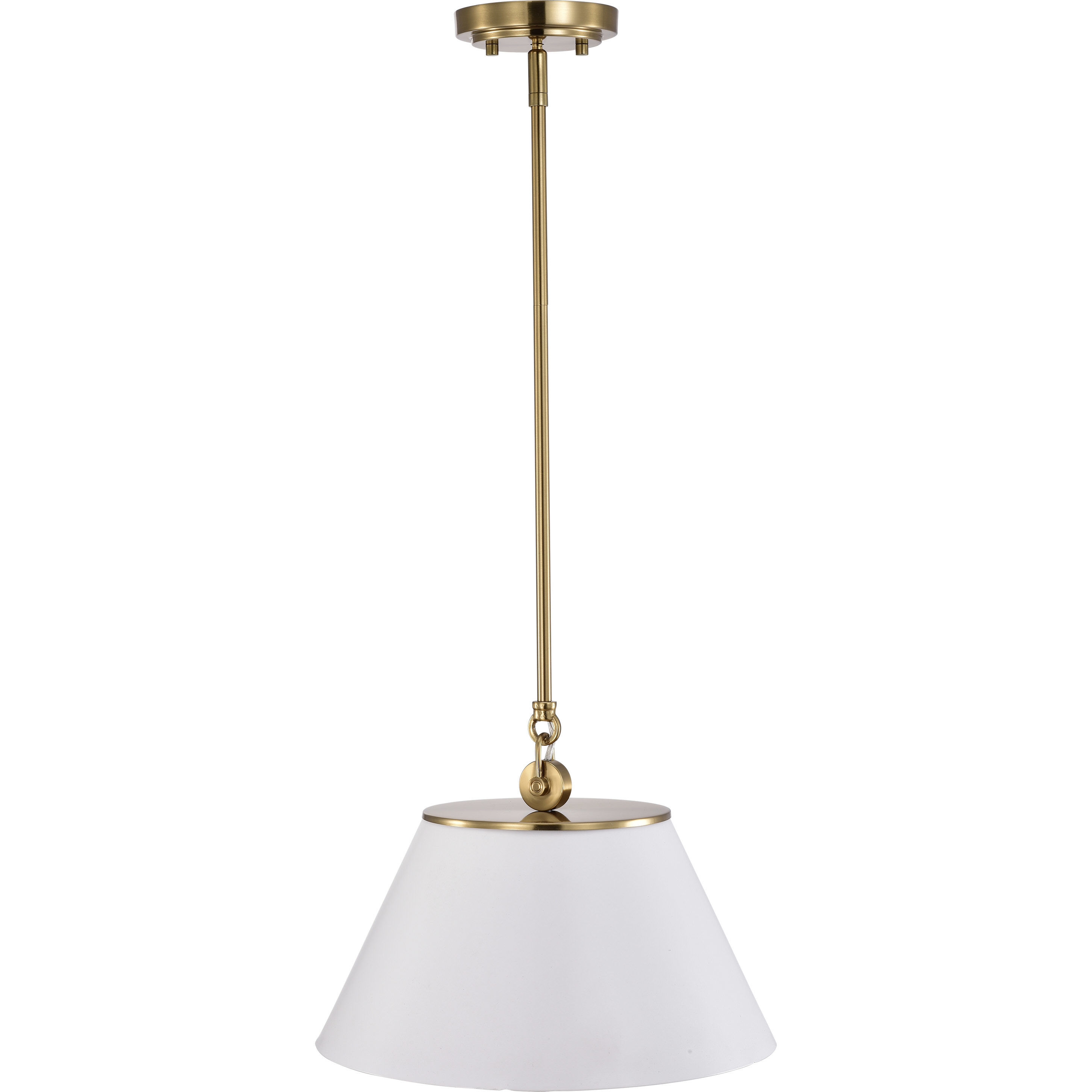Dover 1 Light 13.75 inch White/Vintage Brass Pendant Ceiling Light