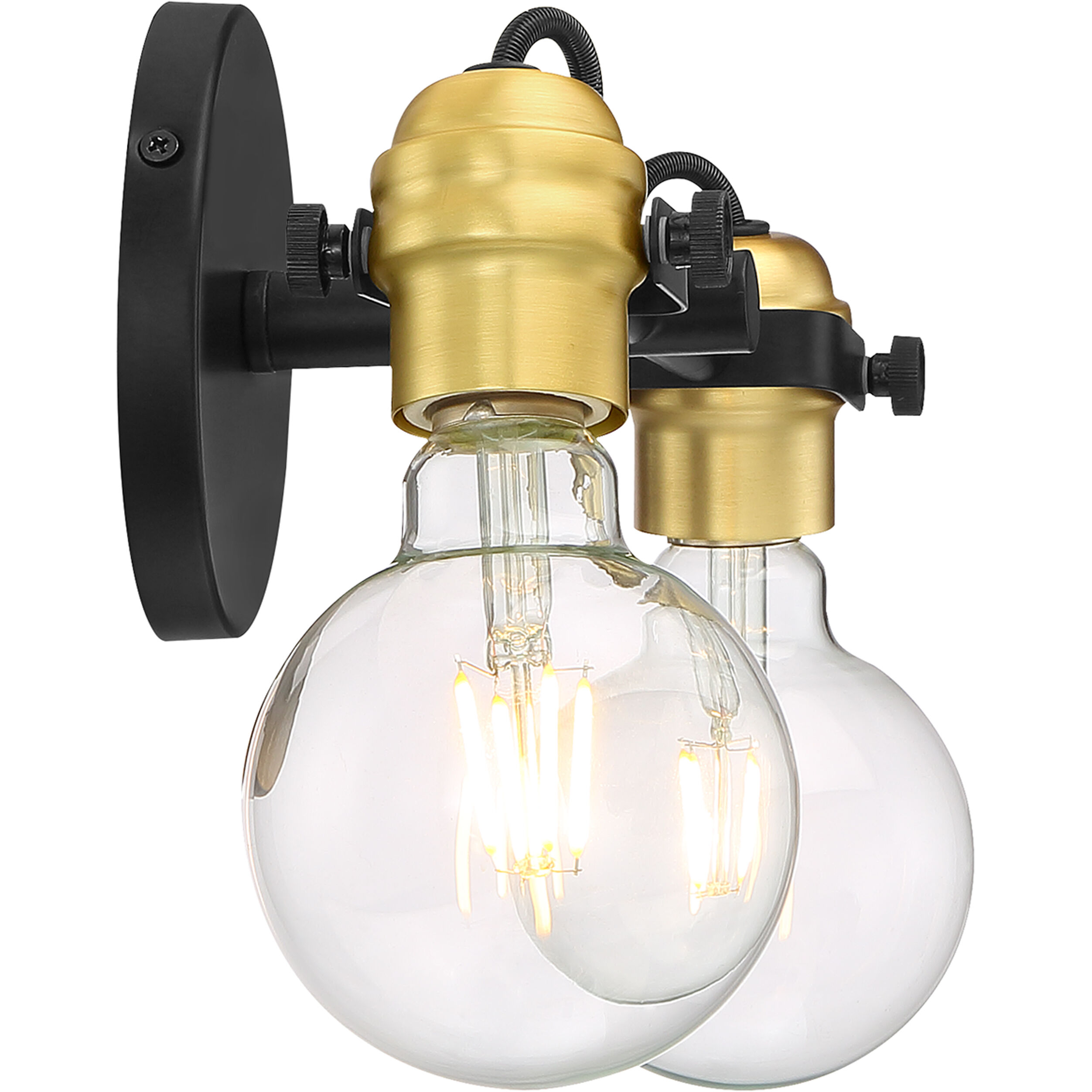 Mantra 2 Light 14.5 inch Black and Brushed Brass Vanity Light Wall Light