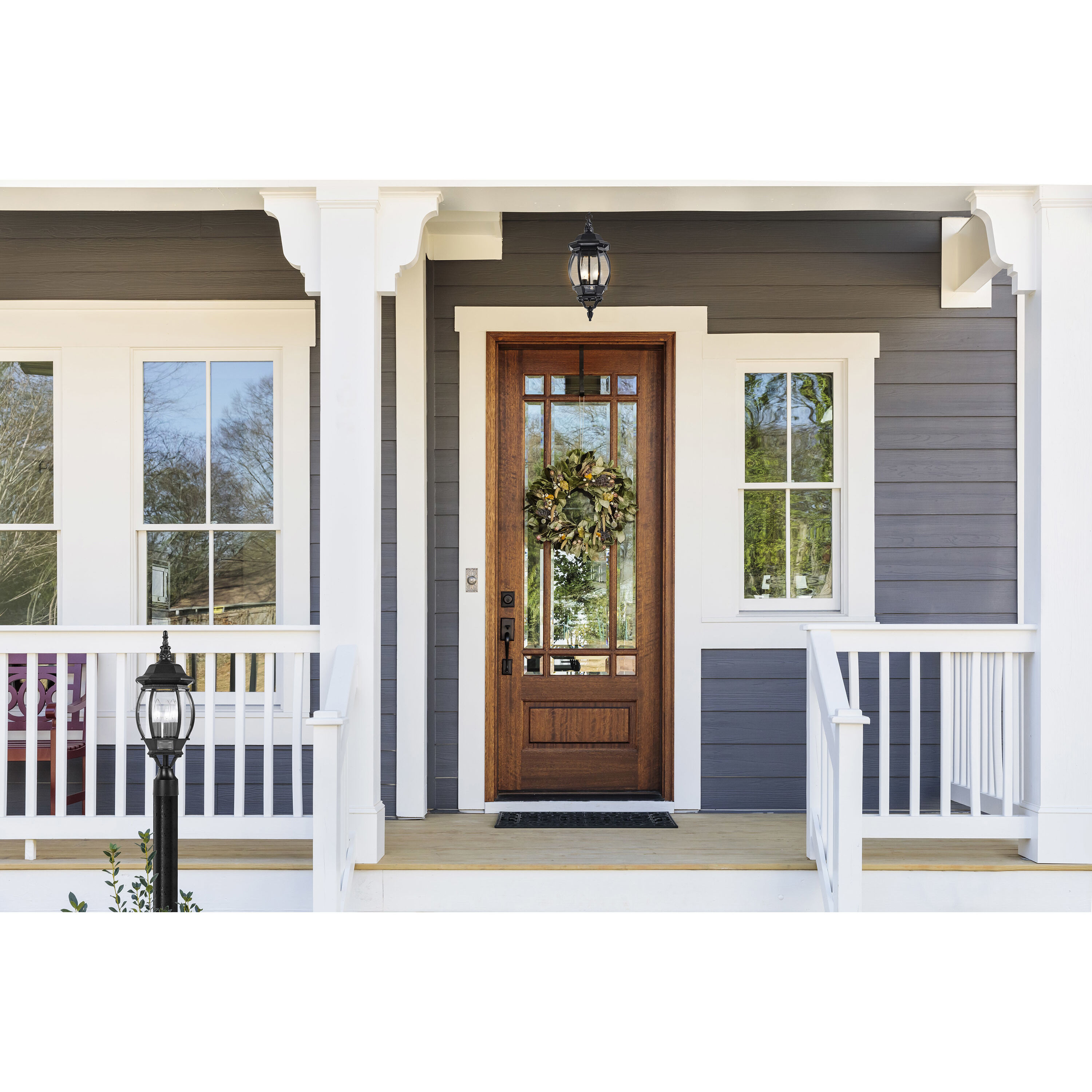 Central Park 3 Light 7 inch Textured Black Outdoor Hanging Lantern