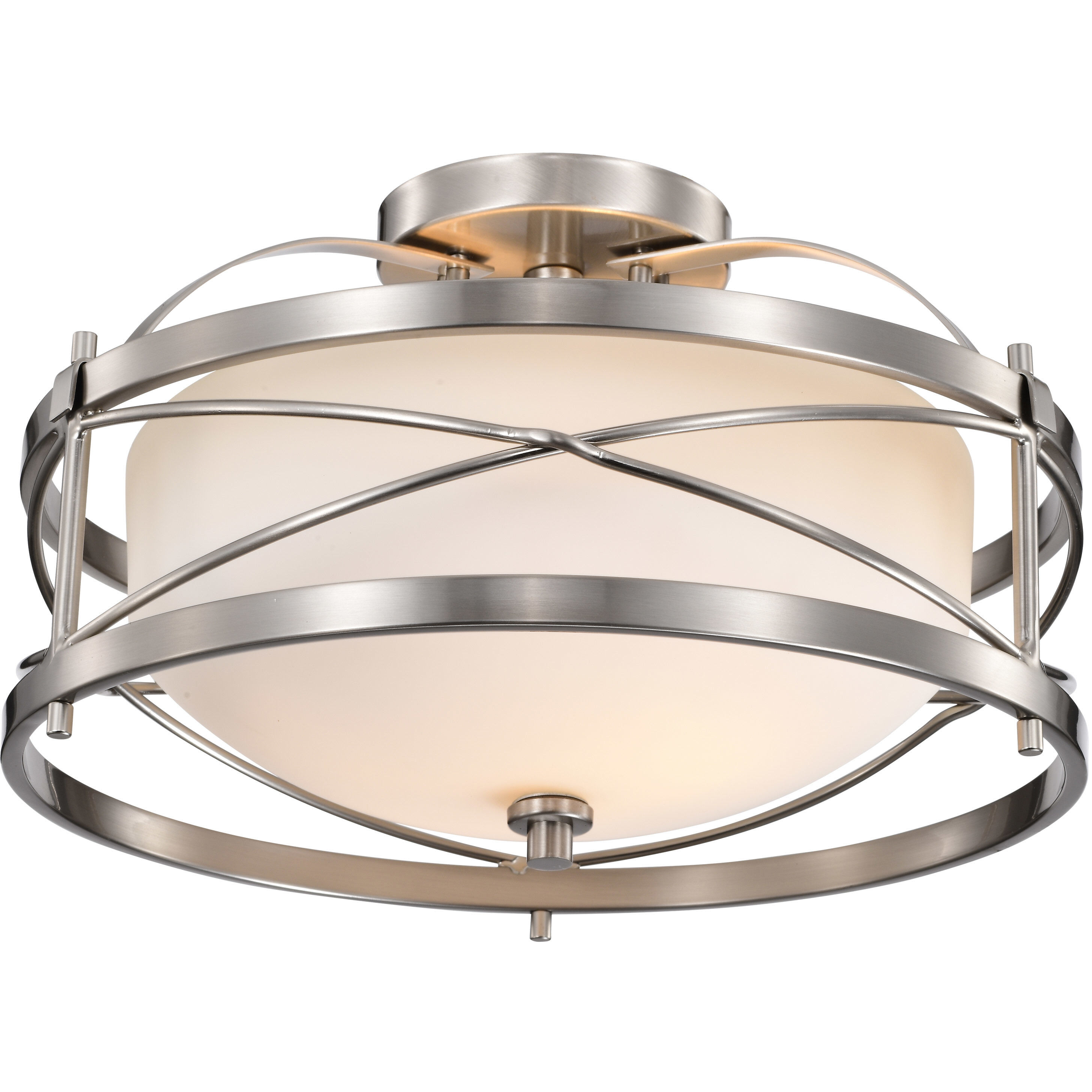 Ginger 2 Light 14 inch Brushed Nickel Semi Flush Mount Ceiling Light
