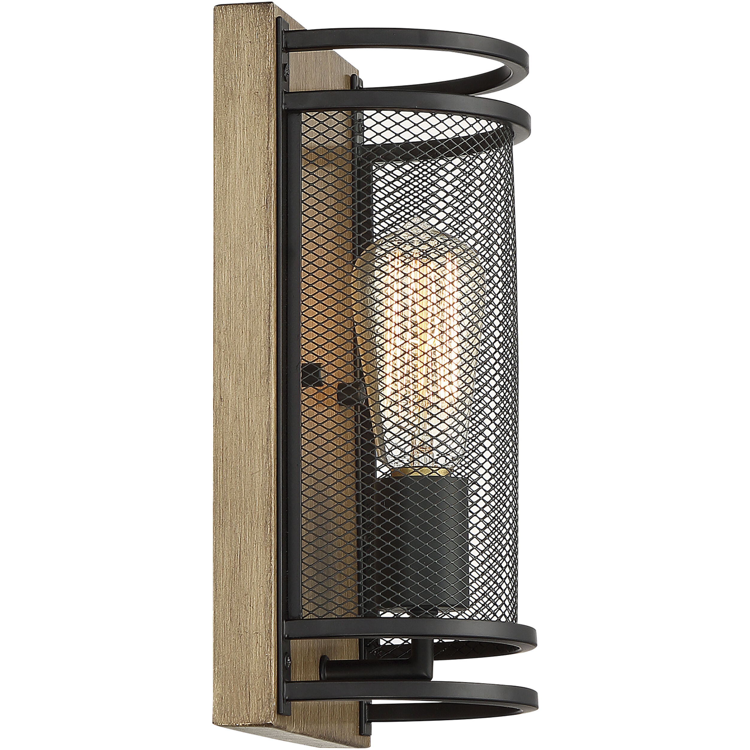 Atelier 1 Light 6.25 inch Black and Honey Wood Vanity Light Wall Light