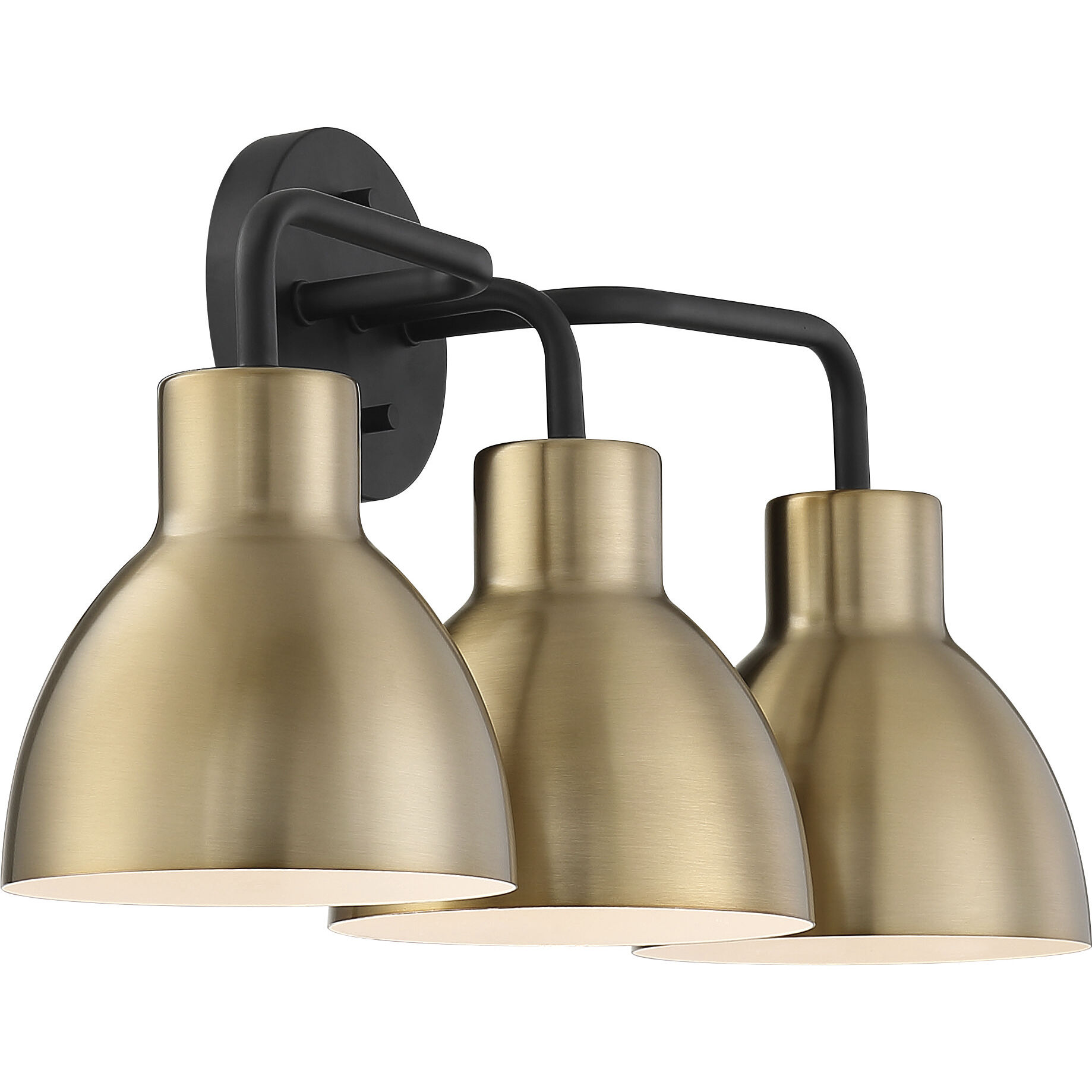 Sloan 3 Light 22 inch Matte Black and Burnished Brass Vanity Light Wall Light
