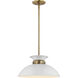 Perkins 1 Light 15 inch Matte White/Burnished Brass Pendant Ceiling Light