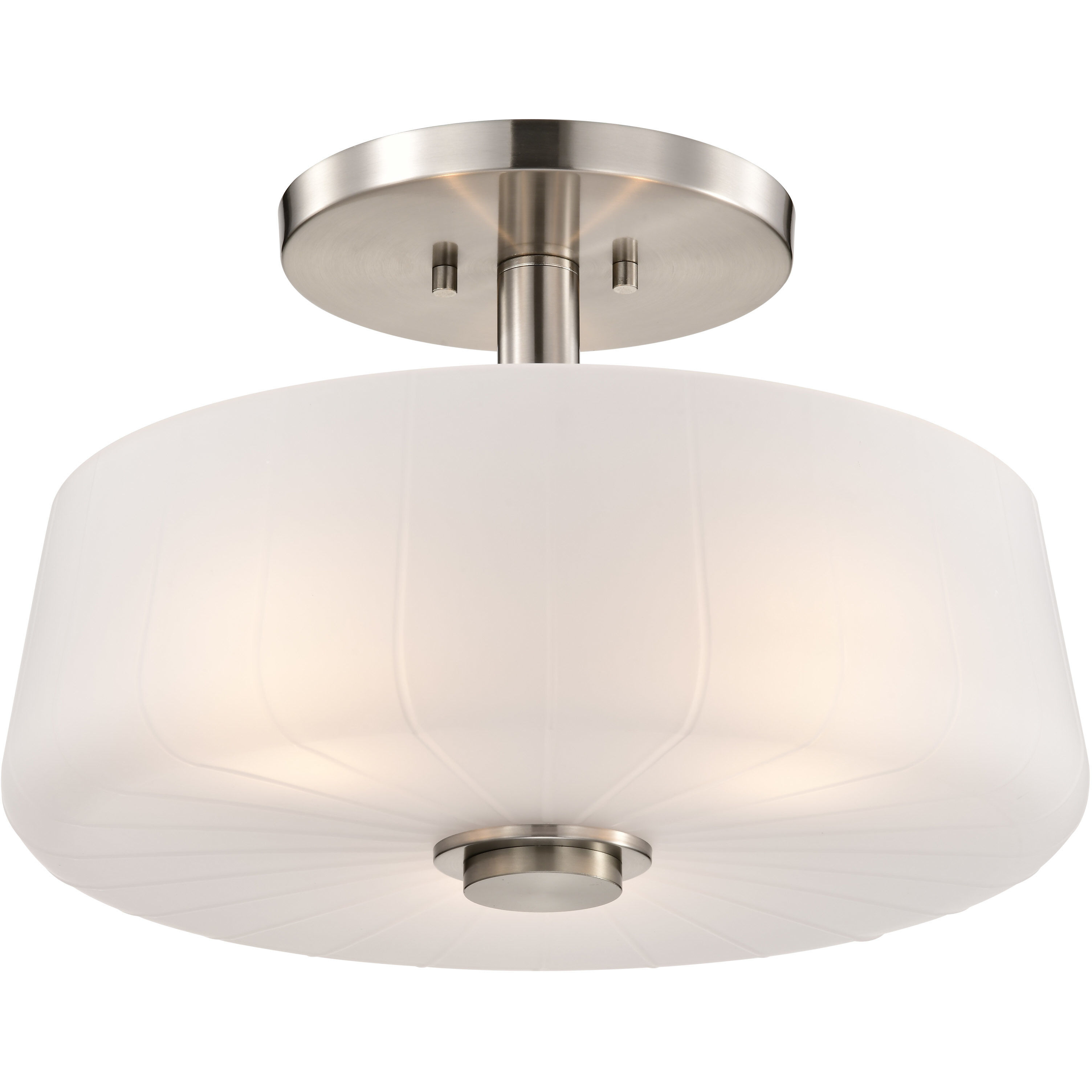 Lune 16 inch Brushed Nickel Semi Flush Mount Ceiling Light