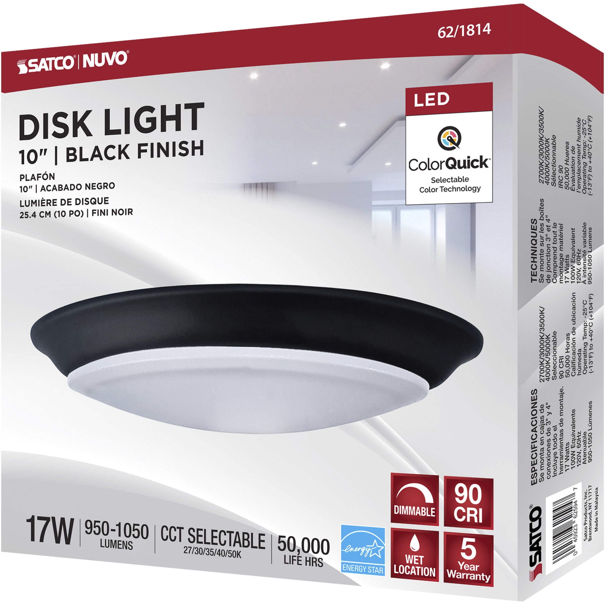 Brentwood Integrated LED Black LED Disk