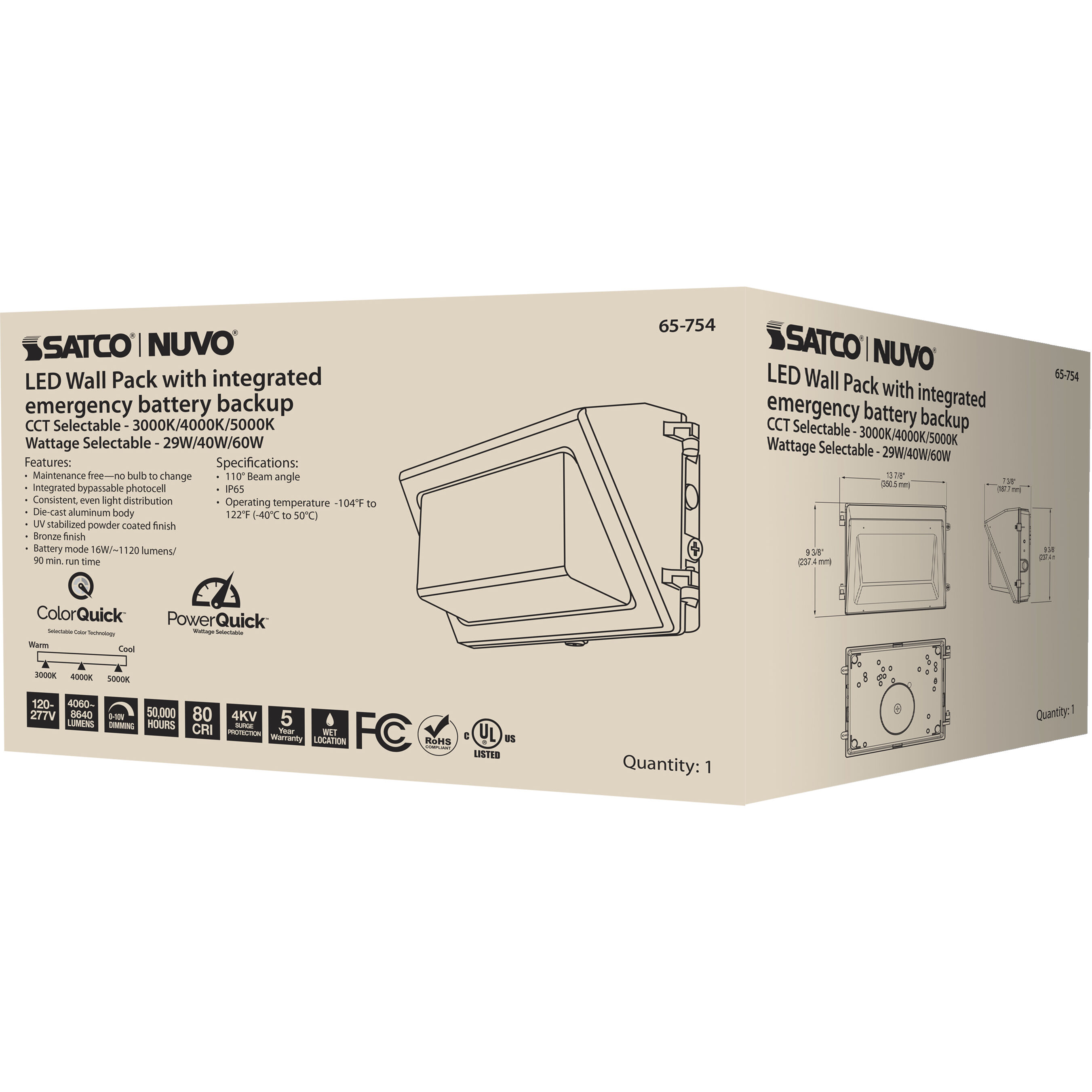 Brentwood LED 14 inch Bronze Wall Pack Wall Light