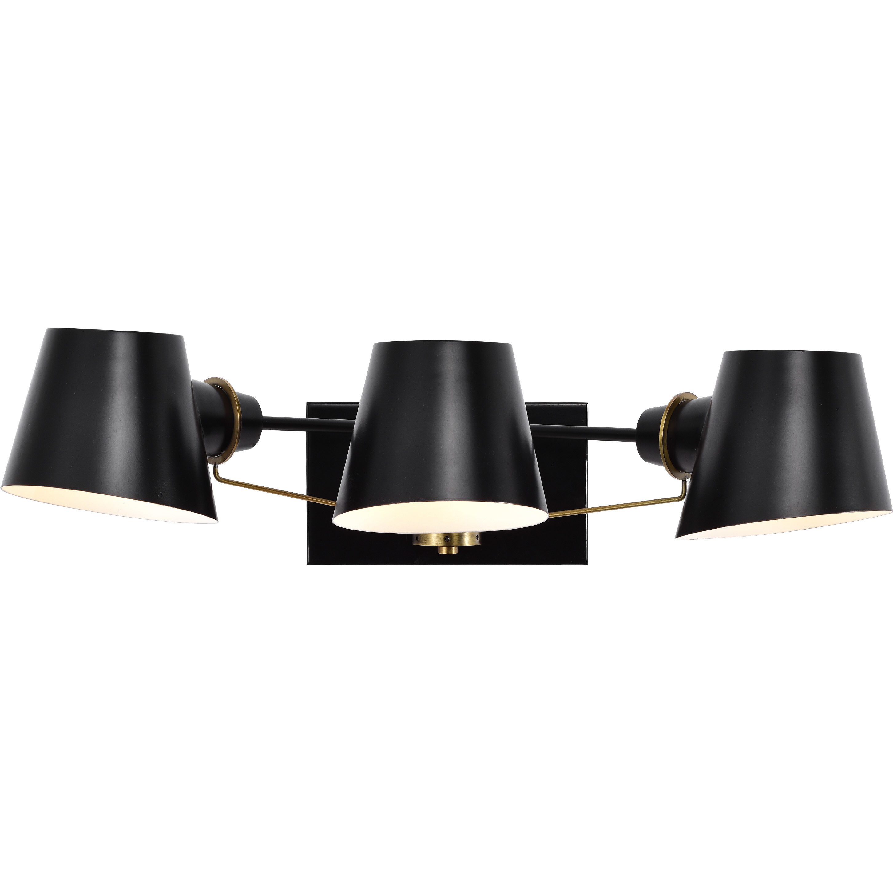 Baxter 3 Light 23.5 inch Black/Burnished Brass Bathroom Vanity Lights Wall Light