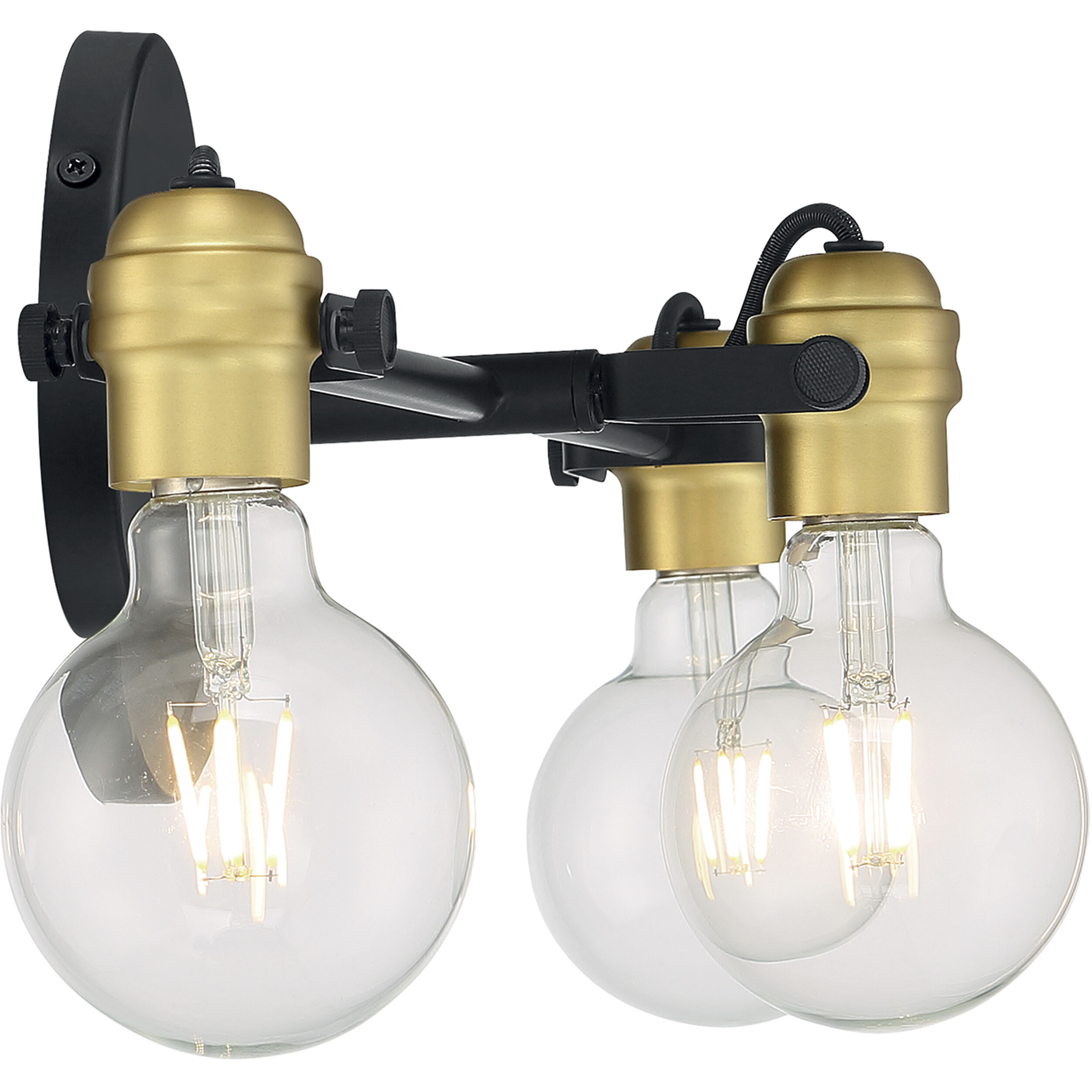 Mantra 3 Light 22.5 inch Black and Brushed Brass Vanity Light Wall Light