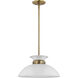 Perkins 1 Light 15 inch Matte White/Burnished Brass Pendant Ceiling Light