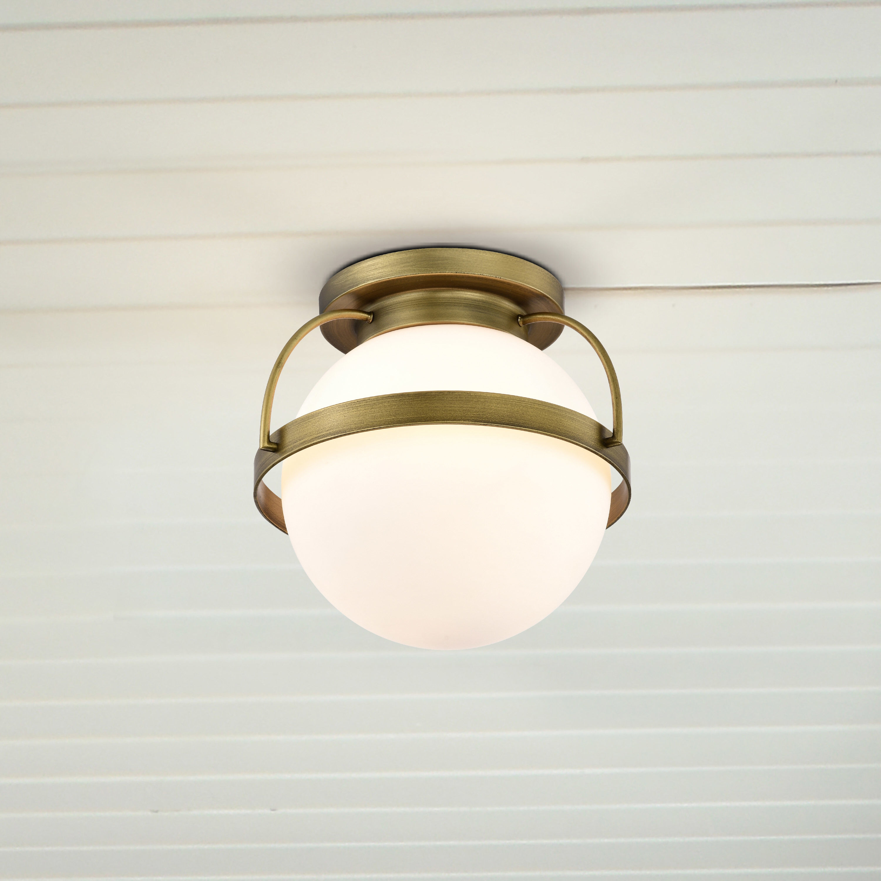 Lakeshore 1 Light 10 inch Natural Brass Flush Mount Ceiling Light