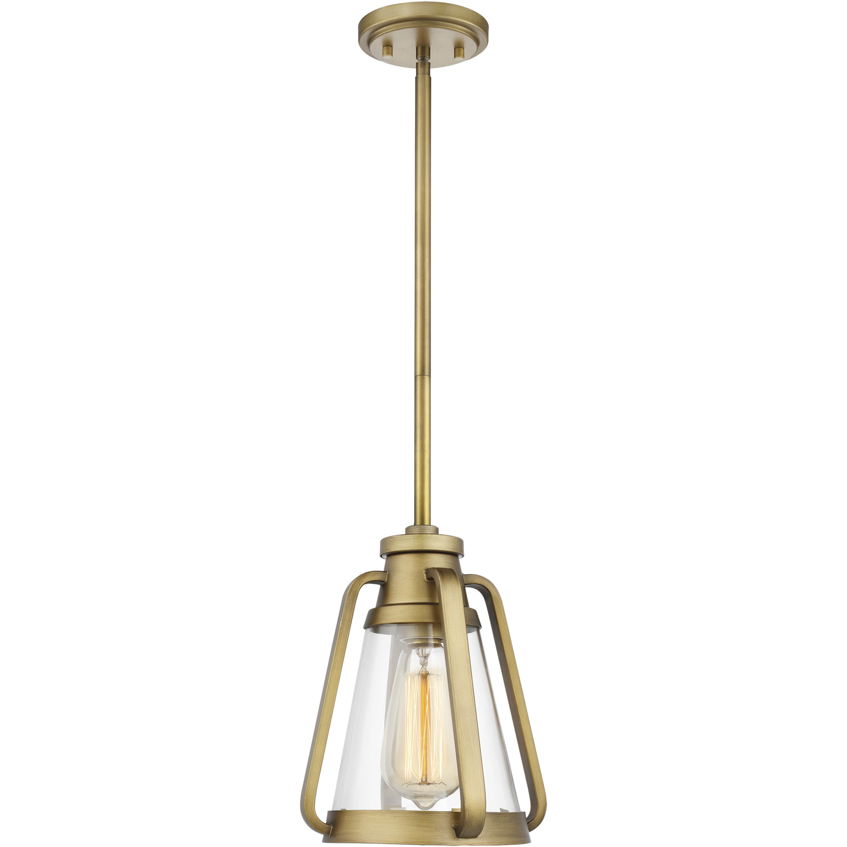 Everett 1 Light 7.13 inch Natural Brass Mini-Pendant Ceiling Light