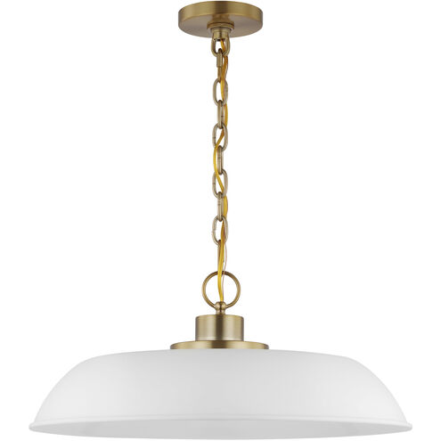 Colony 1 Light 20 inch Matte White/Burnished Brass Pendant Ceiling Light