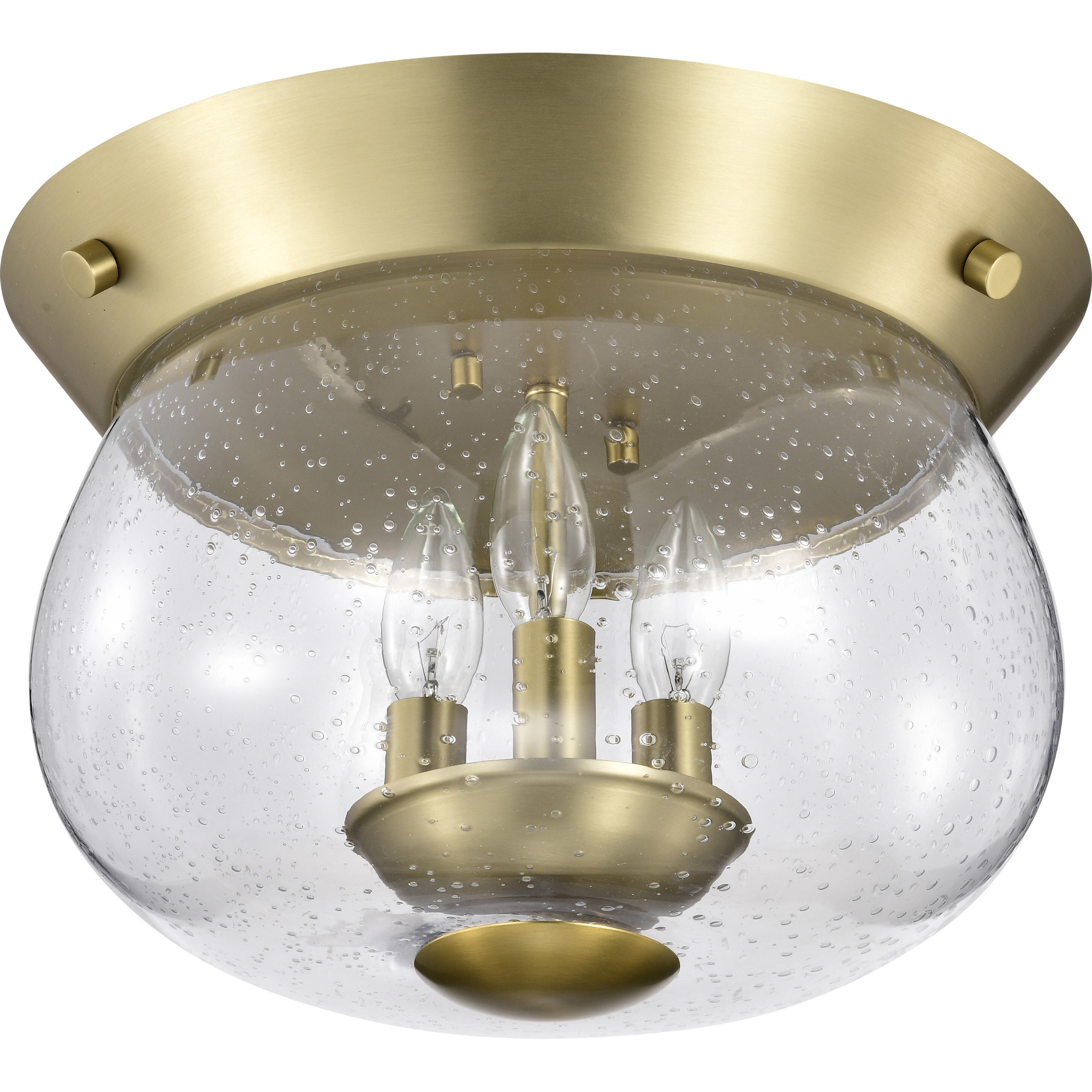 Boliver 3 Light 13.5 inch Vintage Brass Flush Mount Ceiling Light