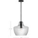 Destin 1 Light 14 inch Black with Silver Accents Pendant Ceiling Light
