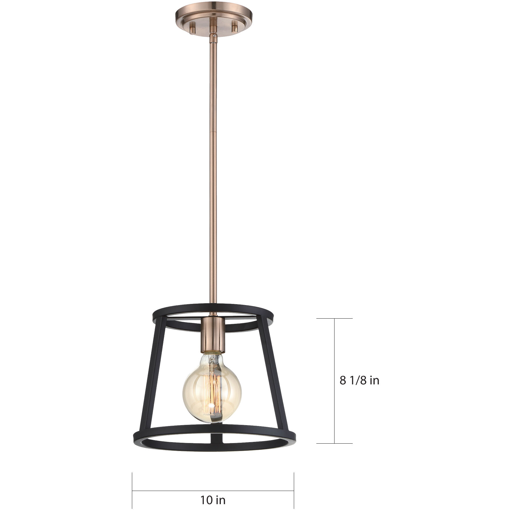Chassis 1 Light 10 inch Copper Brushed Brass and Matte Black Mini Pendant Ceiling Light