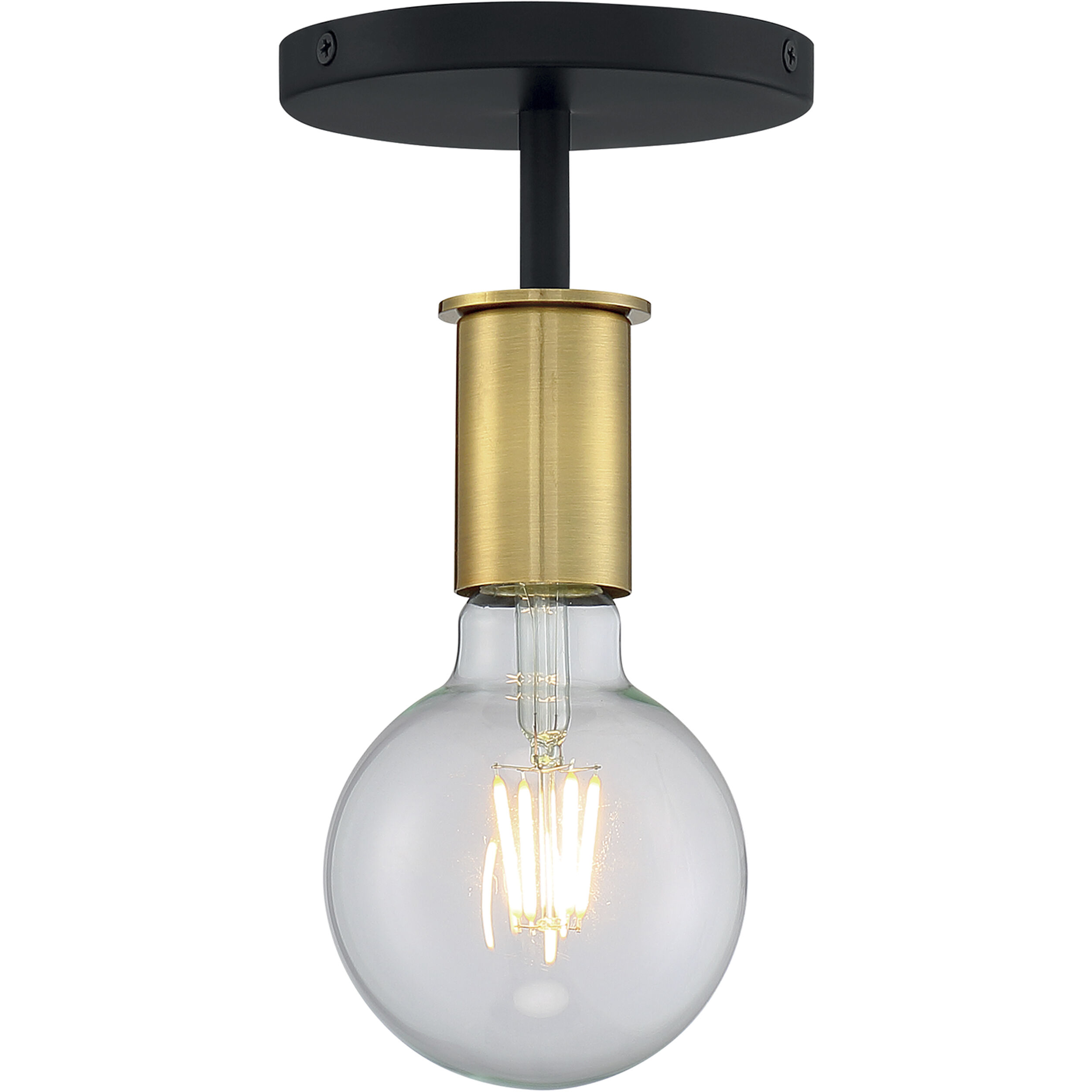 Ryder 1 Light 5 inch Black and Brushed Brass Semi Flush Mount Fixture Ceiling Light