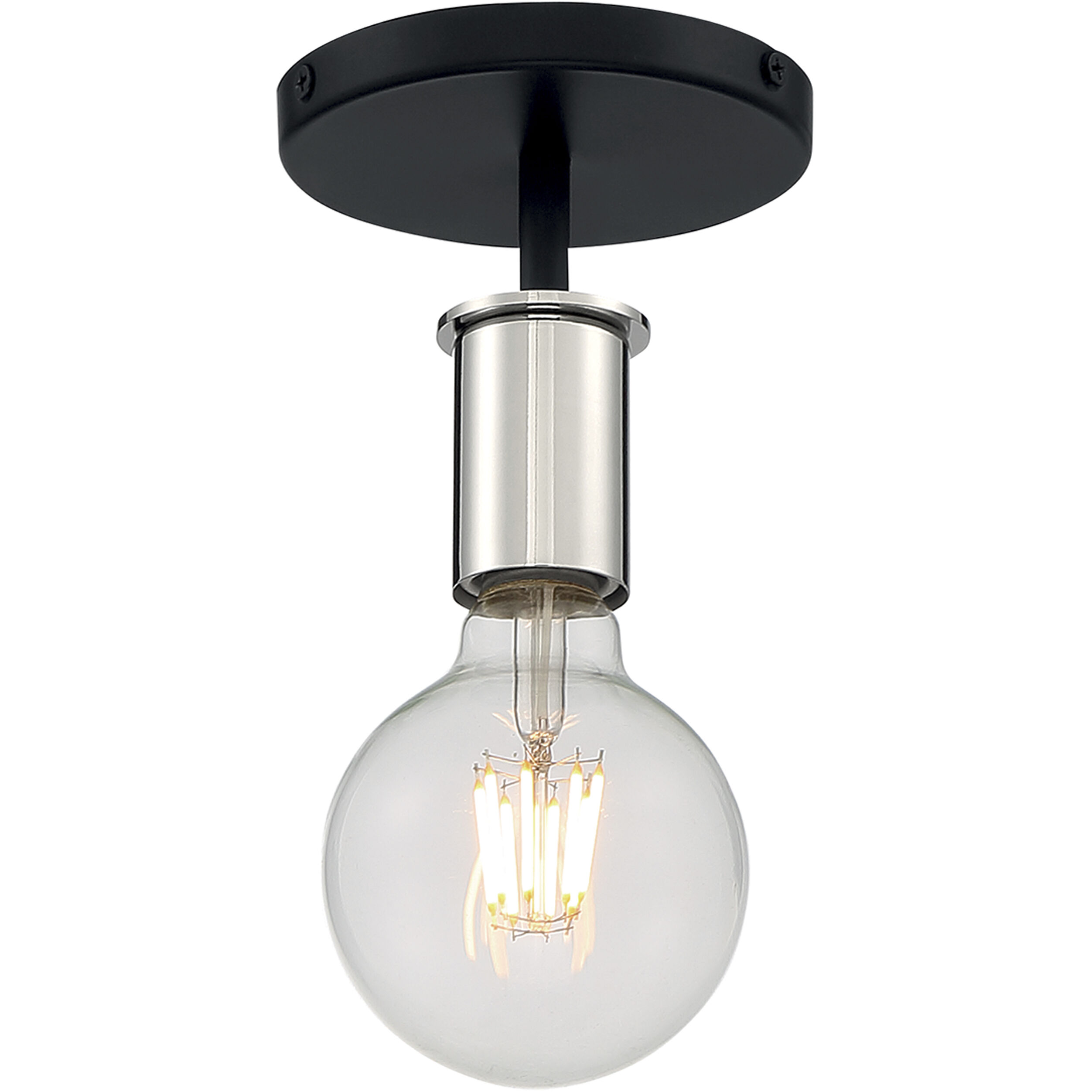 Ryder 1 Light 5 inch Black and Polished Nickel Semi Flush Mount Fixture Ceiling Light