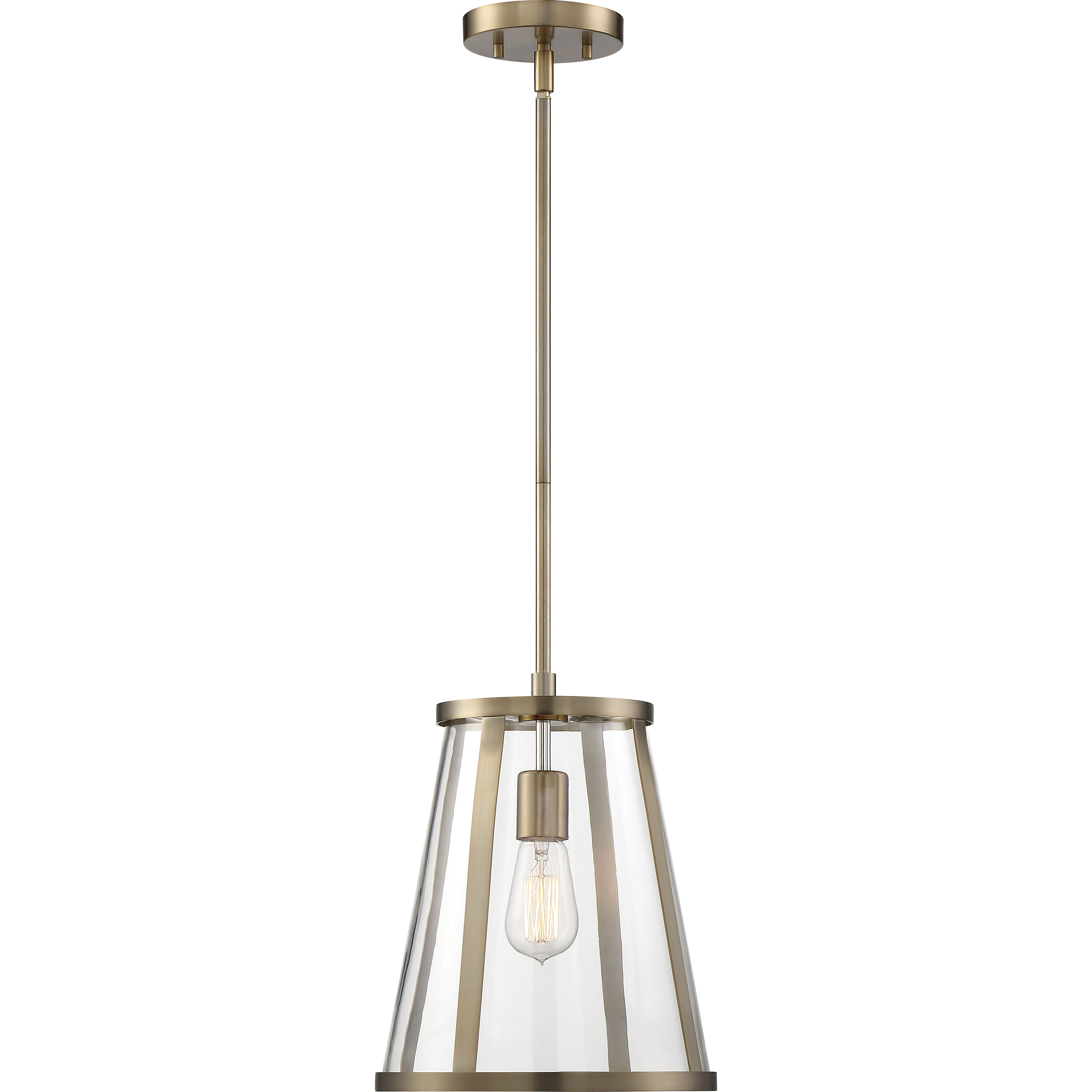 Bruge 1 Light 11 inch Burnished Brass and Clear Pendant Ceiling Light