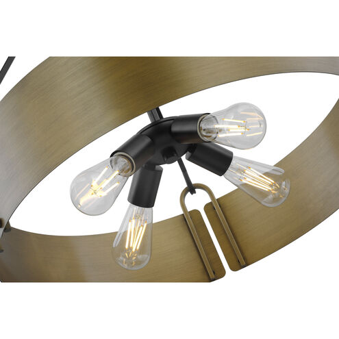 Halter 4 Light 22.63 inch Matte Black and Natural Brass Pendant Ceiling Light