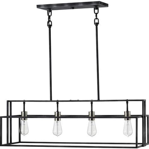 Lake 4 Light 36 inch Iron Black and Brushed Nickel Accents Island Pendant Ceiling Light