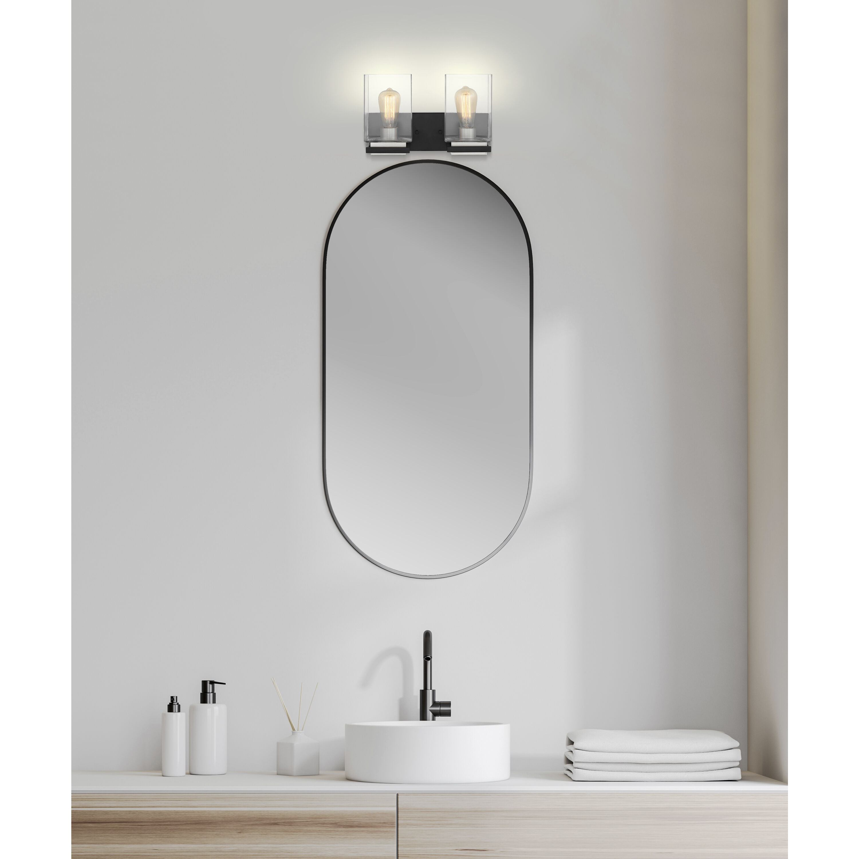 Crossroads 2 Light 14.13 inch Matte Black Bathroom Vanity Lights Wall Light