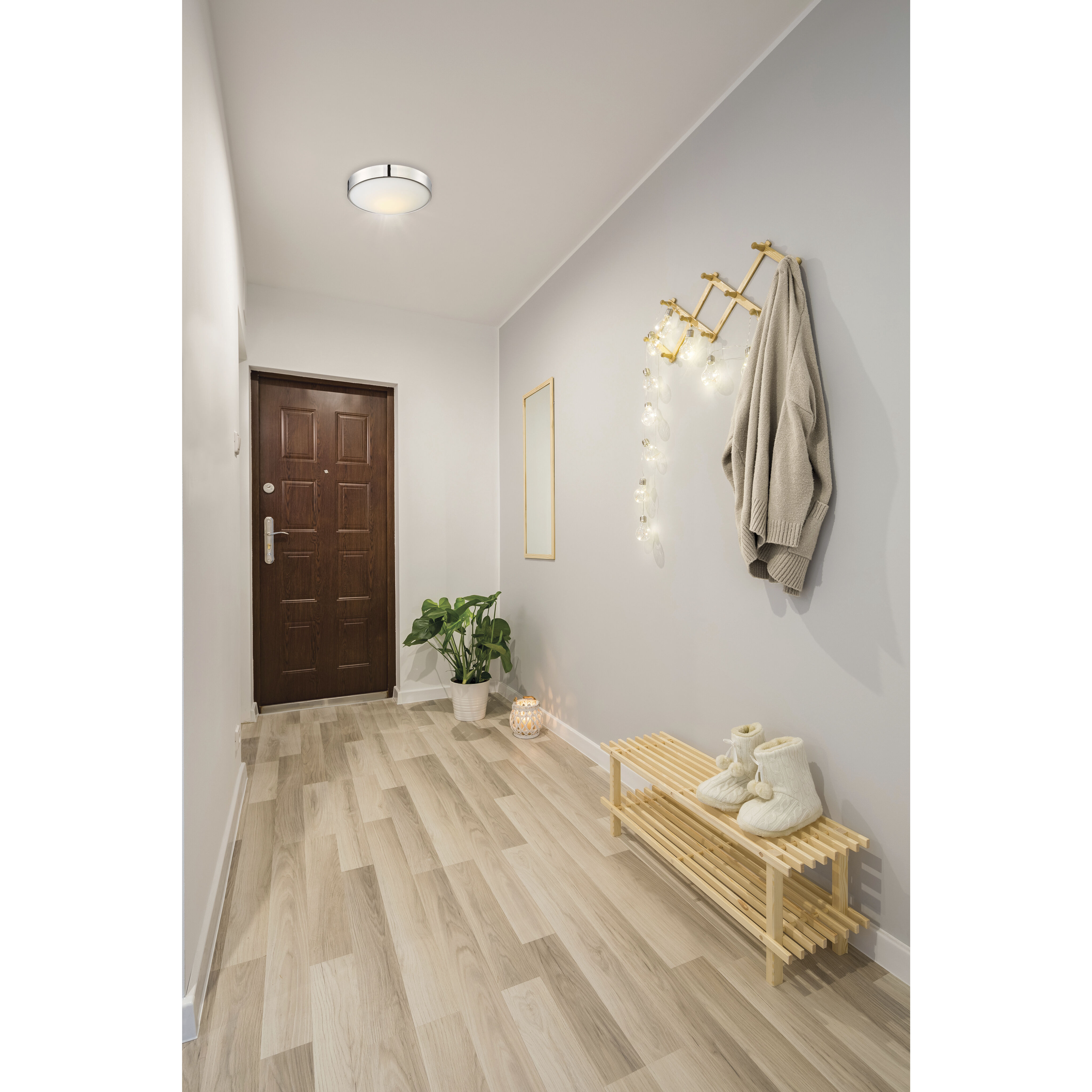 Polished nickel flush mount ceiling light on sale